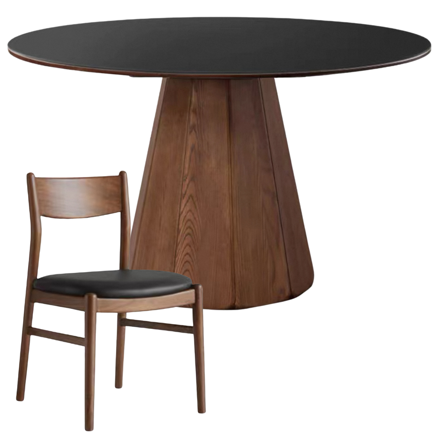 Black Walnut, Ash Solid Wood Round Slab Dining Table