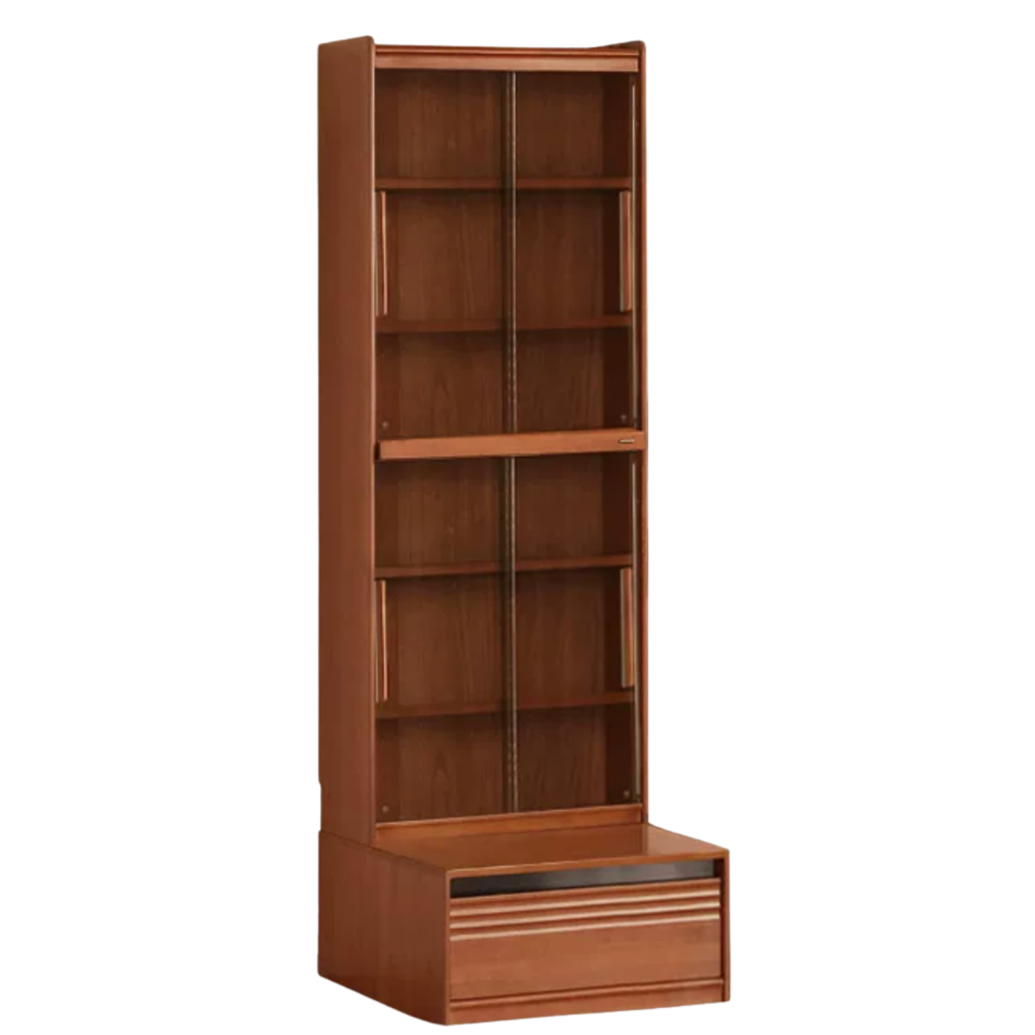 Tulipwood, Birch Solid Wood Floor-to-Ceiling Modular Bookcase with Sliding Glass Doors