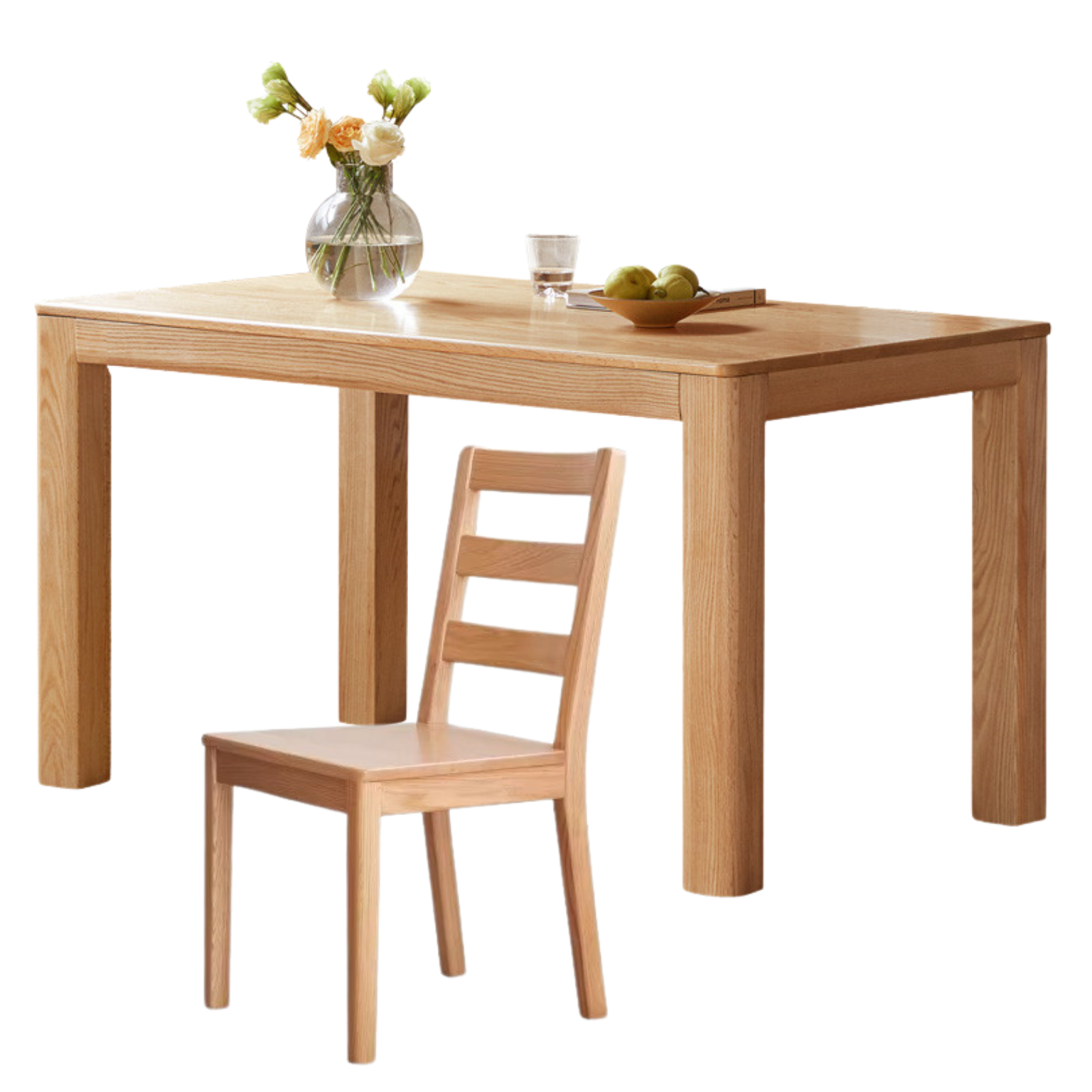 Oak Solid wood simple shape rock plate dining table,