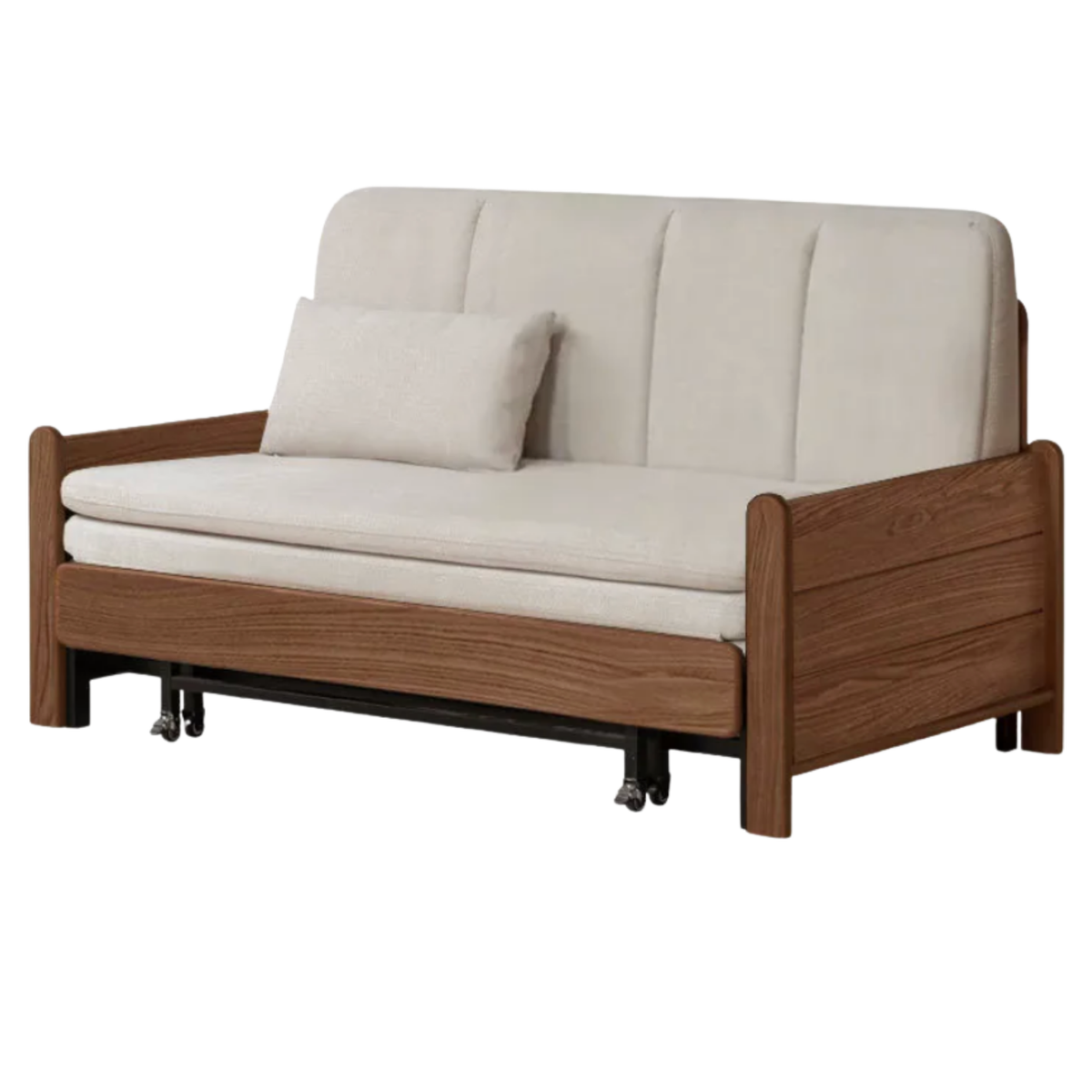 Oak, Ash Solid Wood Sleeper Sofa with Solid Wood Frame and Reclining Backrest