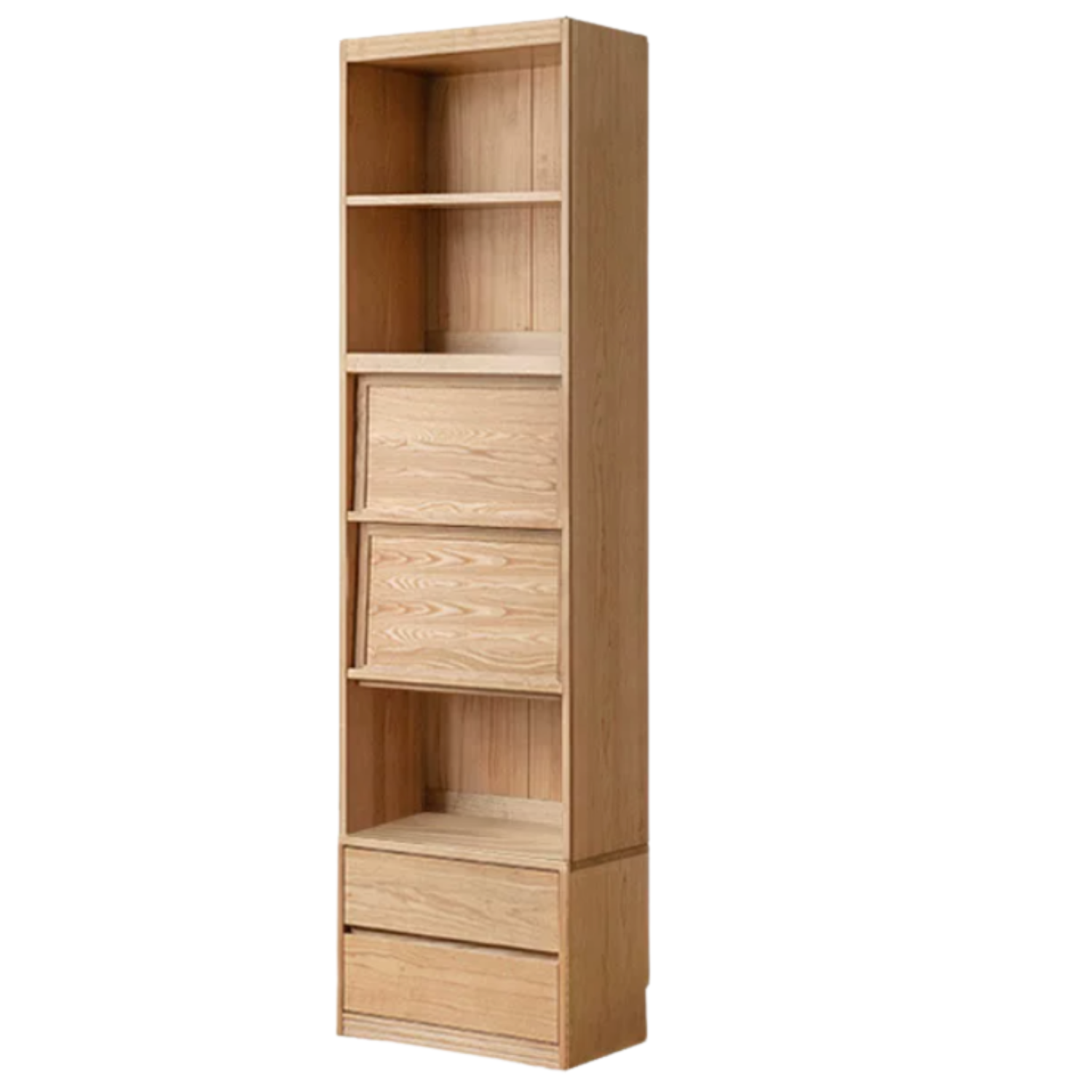 Ash Solid Wood Wall-Mounted Bookcase with Integrated Study Shelf