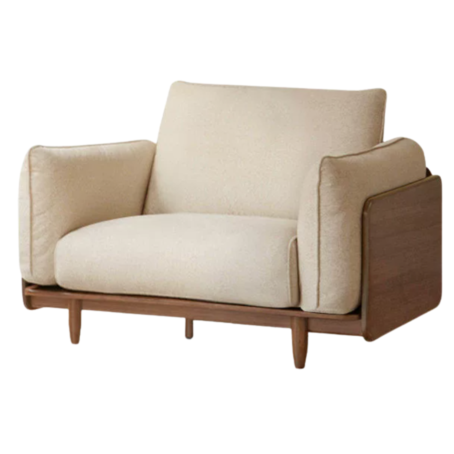 Black Walnut Solid Wood, Oak, Solid Sandalwood Genuine leather, fabric Sofa with Wood Base