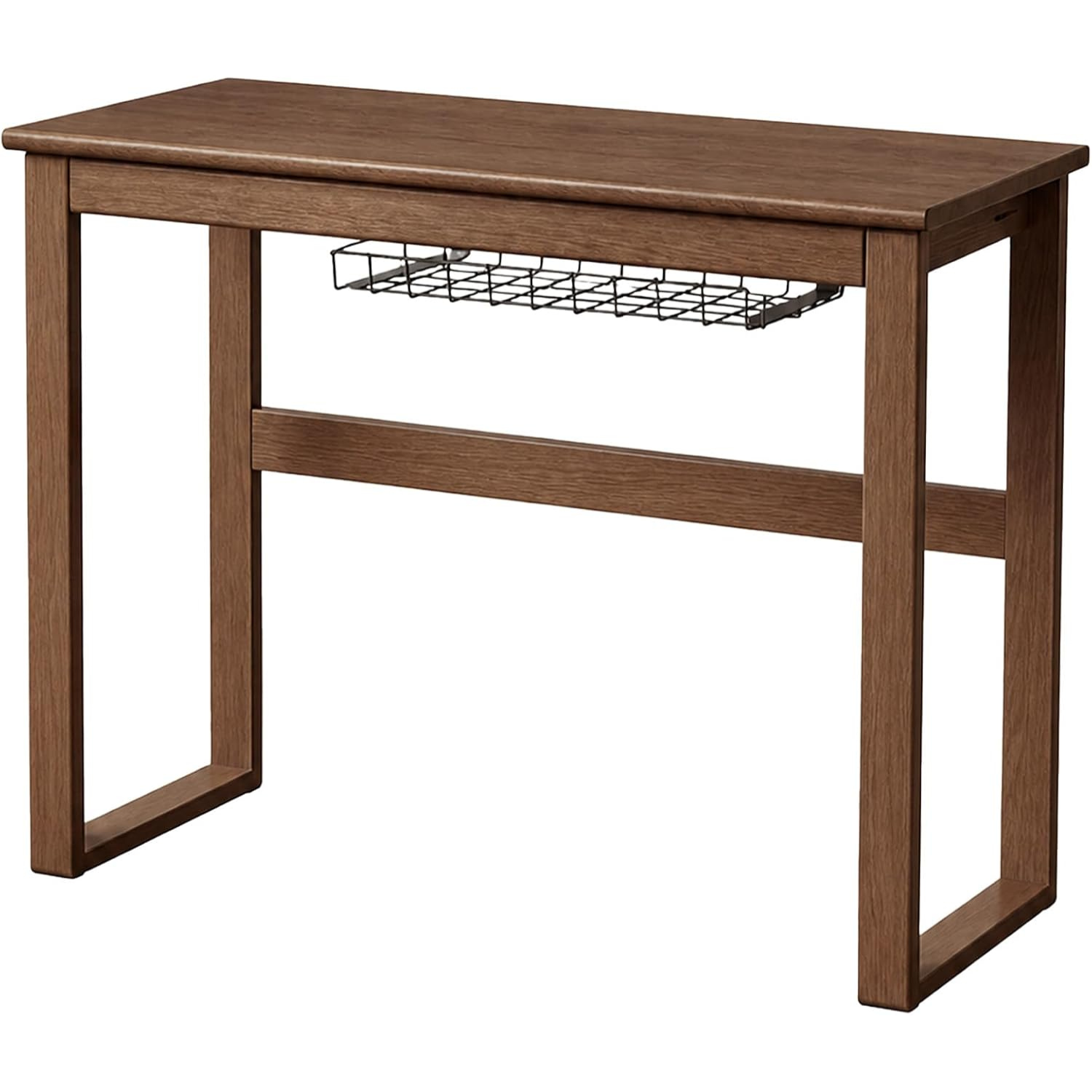 Oak Solid Wood Console Desk with Cable Organizer