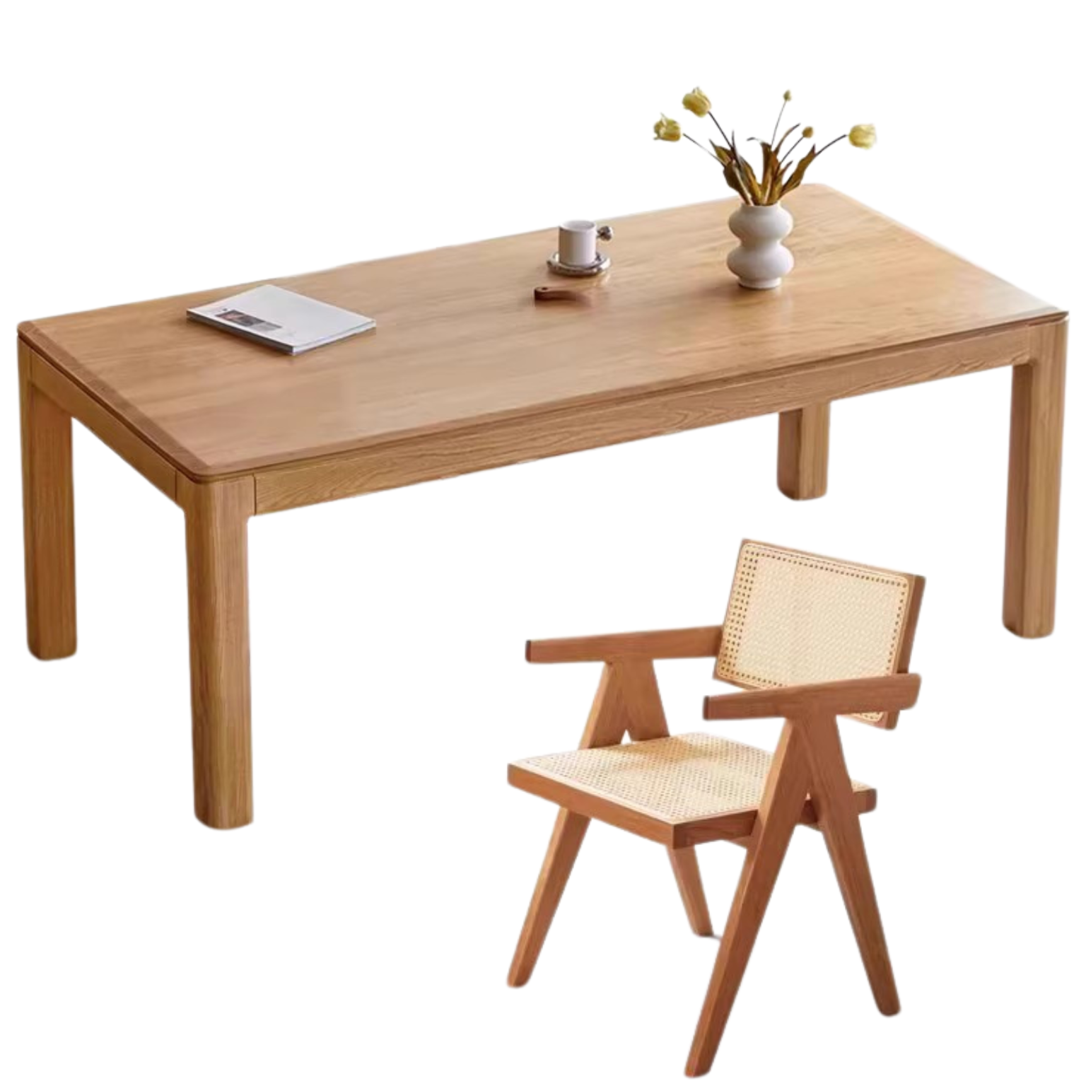 Ash solid wood long dining table,