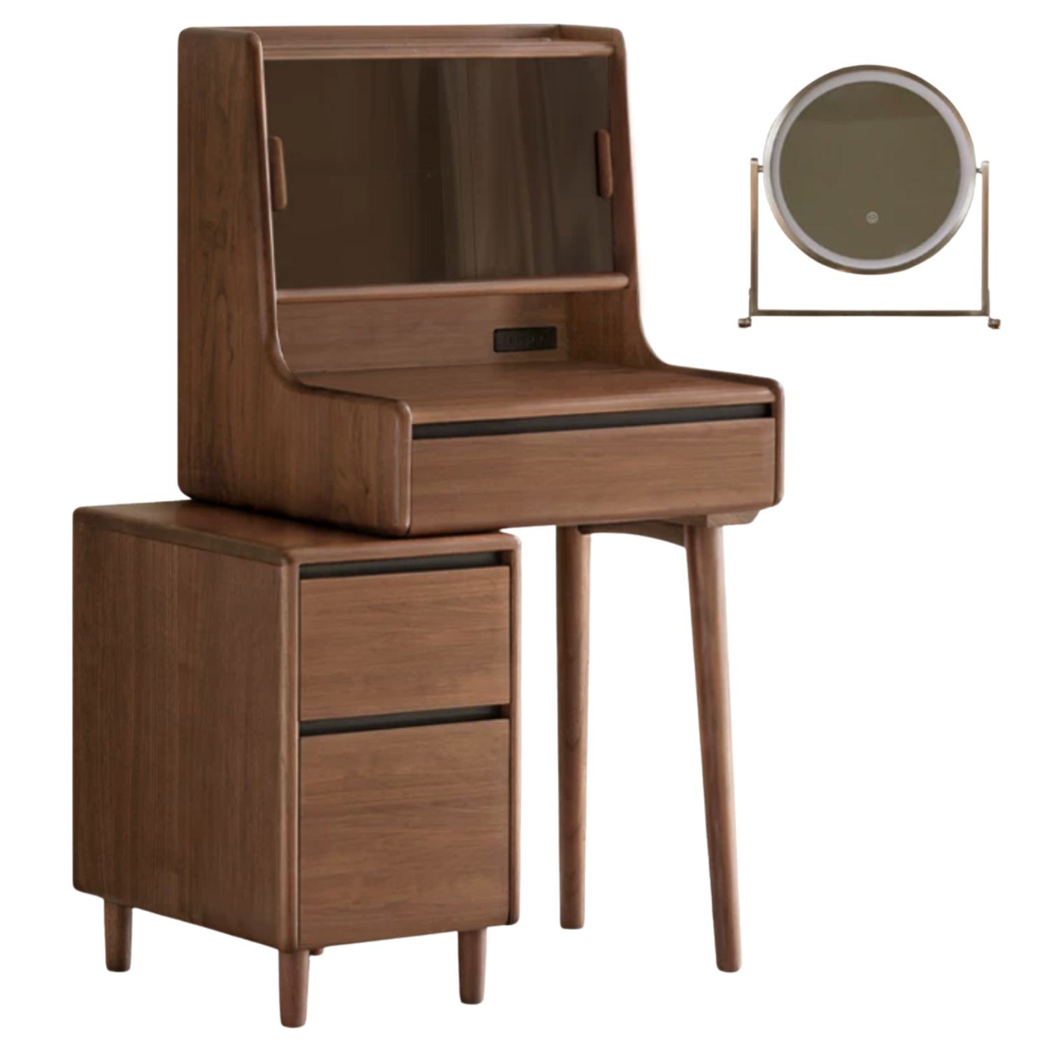 Black Walnut, Sandalwood Solid Wood Light Luxury Multifunctional Vanity Table