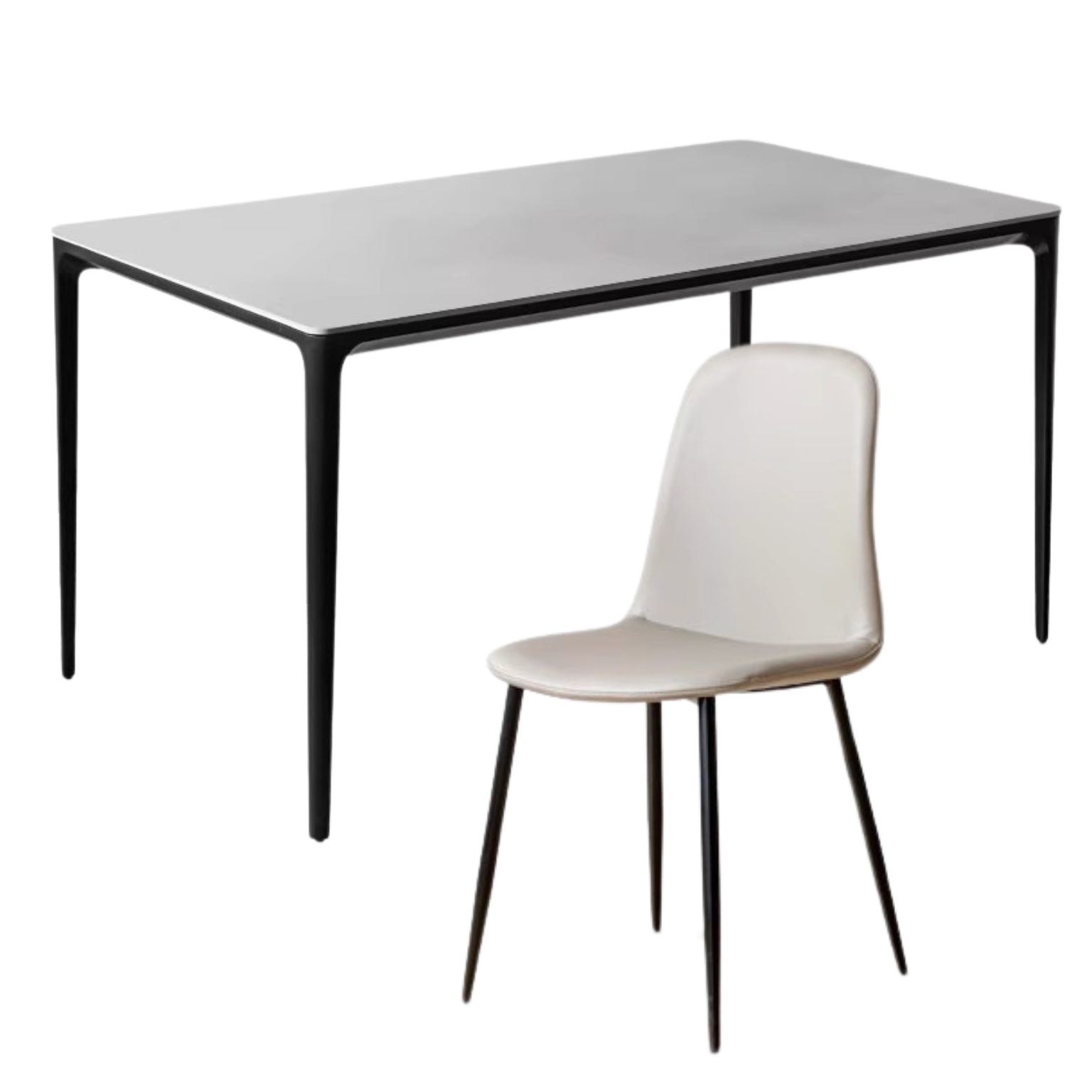 Rock slab+metal Italian light luxury black dining table