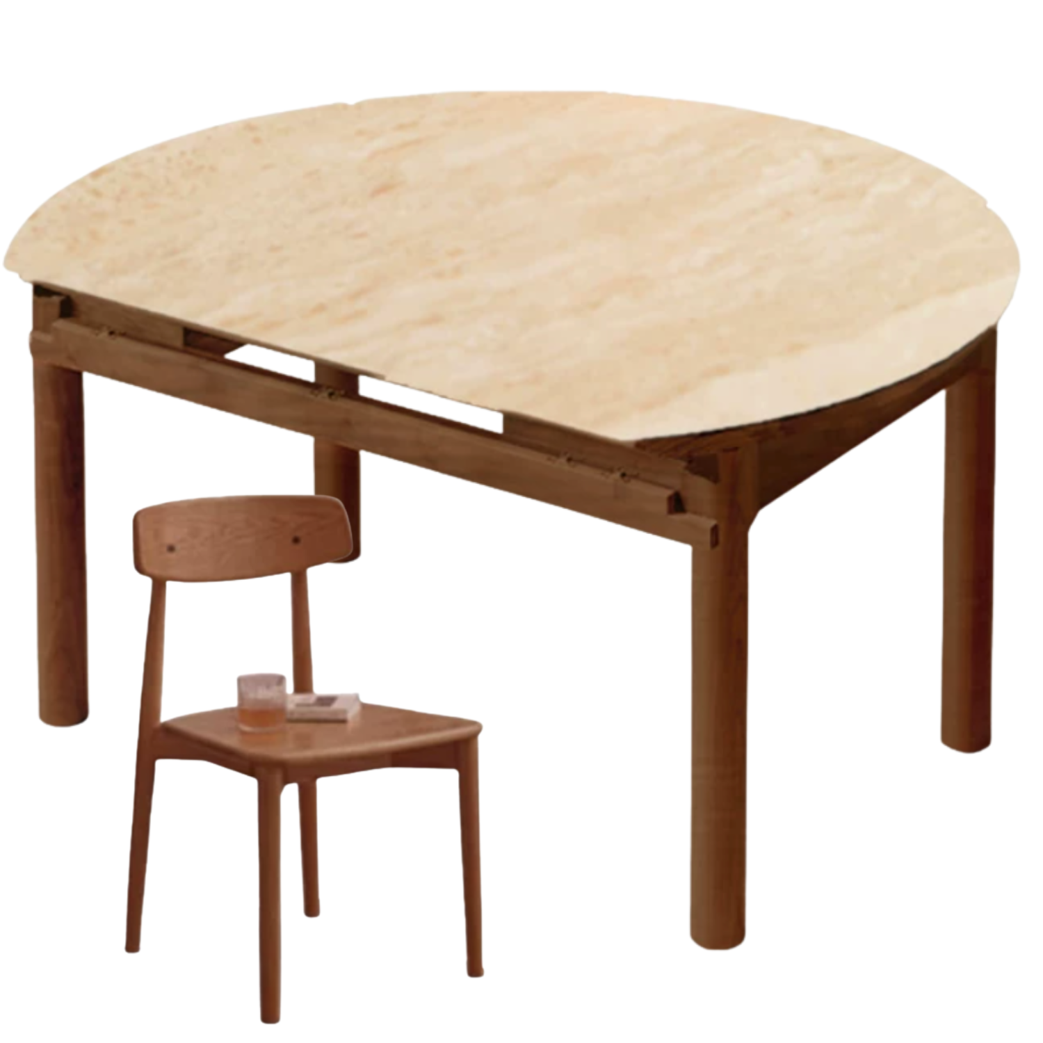 Black Walnut, Ash, Oak Solid Wood Folding Round Dining Table