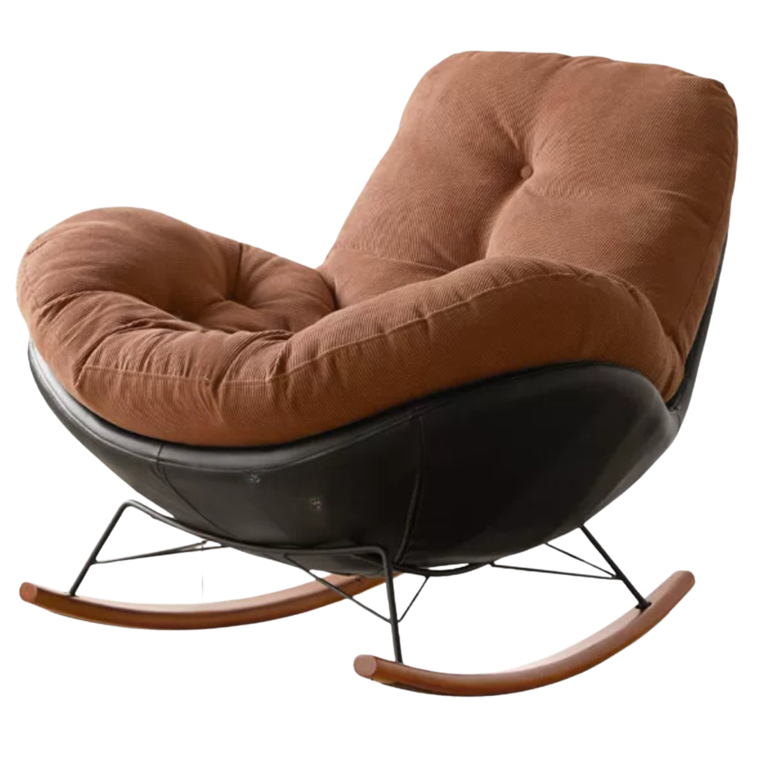 Beech Solid Wood Retro Rocking Fabric Chair
