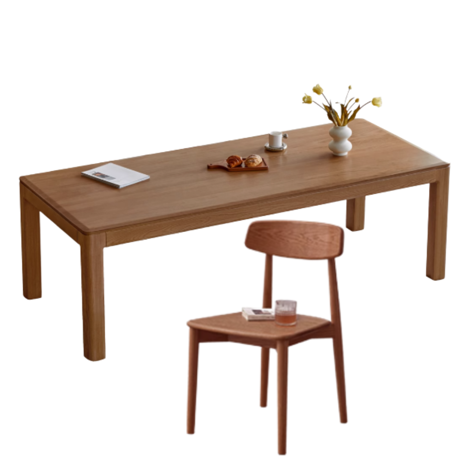 Black Walnut, Ash, Red Oak Solid Wood Large Dining Table