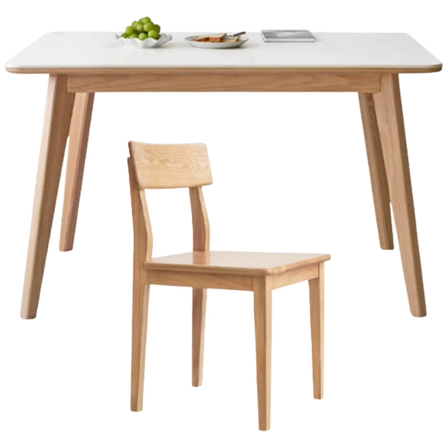 Ash, Oak Solid Wood Modern Rock Plate Dining Table