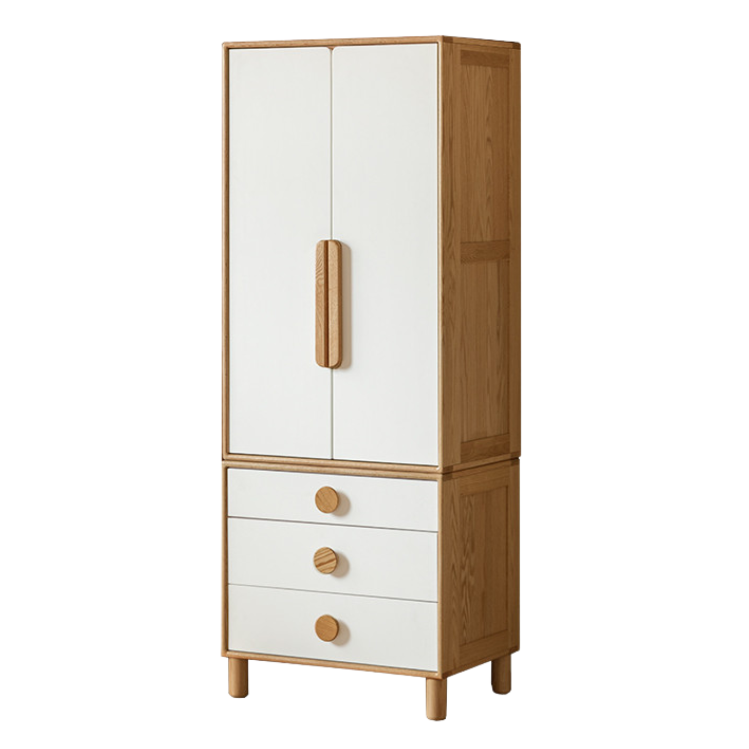 Oak solid wood children's wardrobe combination storage cabinet: