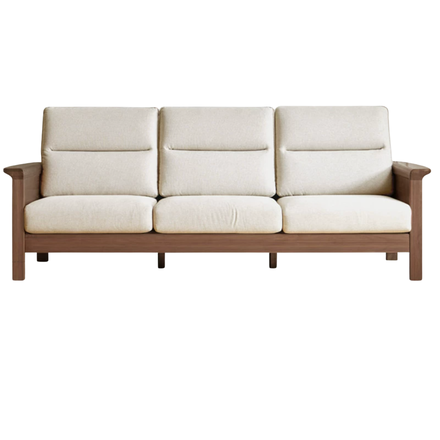 Sandalwood, Black Walnut Solid Wood Fabric Sofa.