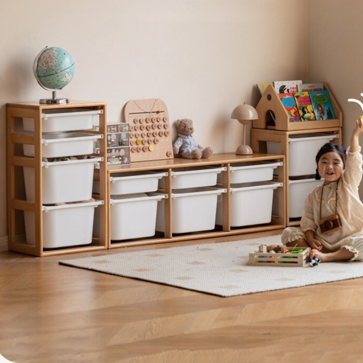 Kids Storey Rack Solid Wood Children's Storage Rack European Beech Simple Picture Book ...