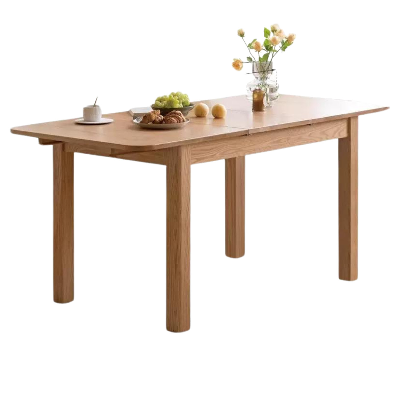 Oak solid wood telescopic folding dining table,