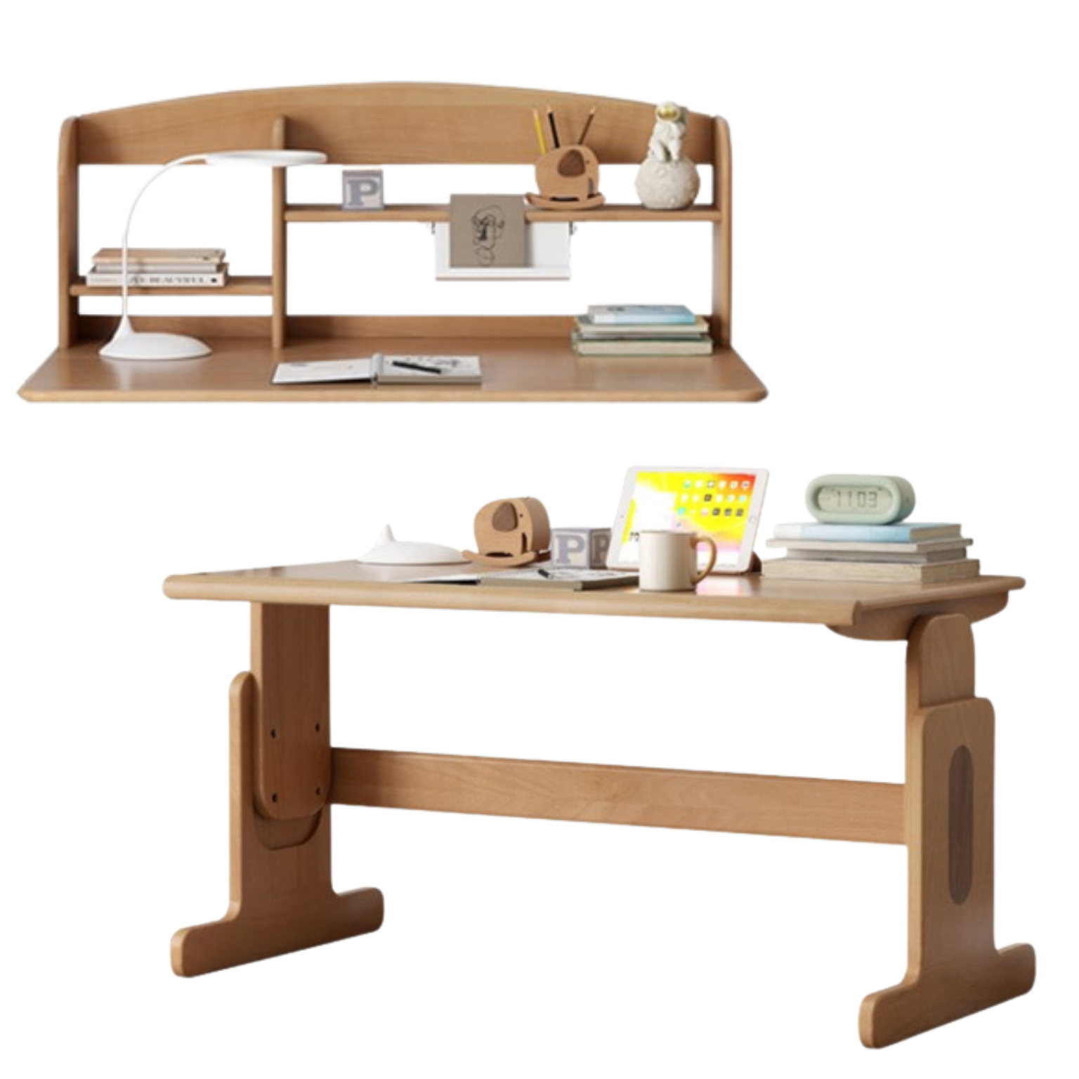 Beech Solid Wood Children's Liftable Study Table