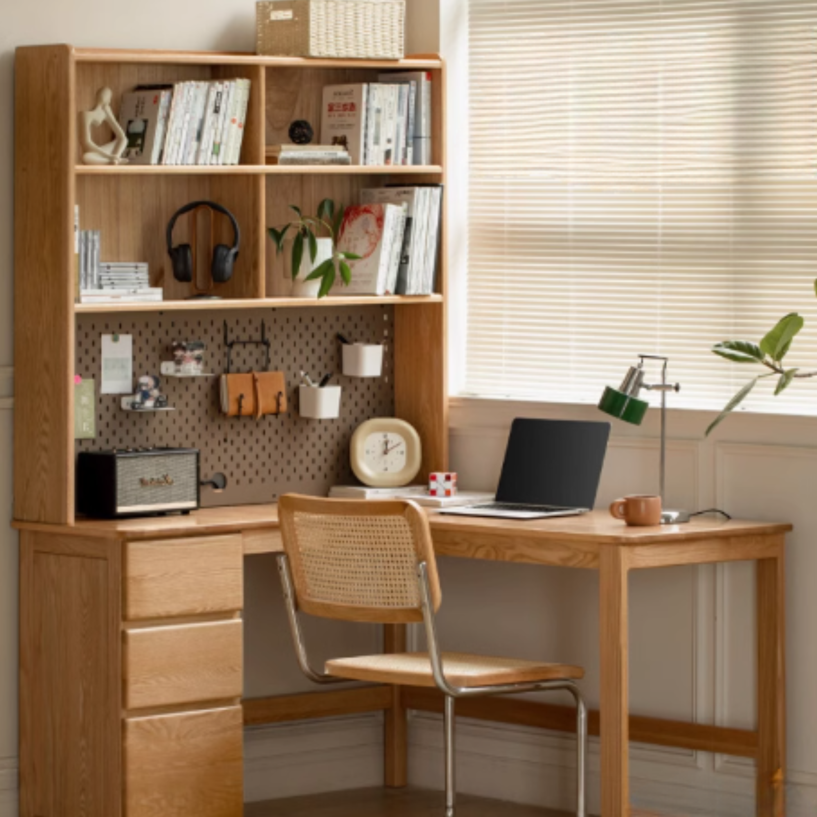 Oak Solid Wood Computer Desk With Drawer