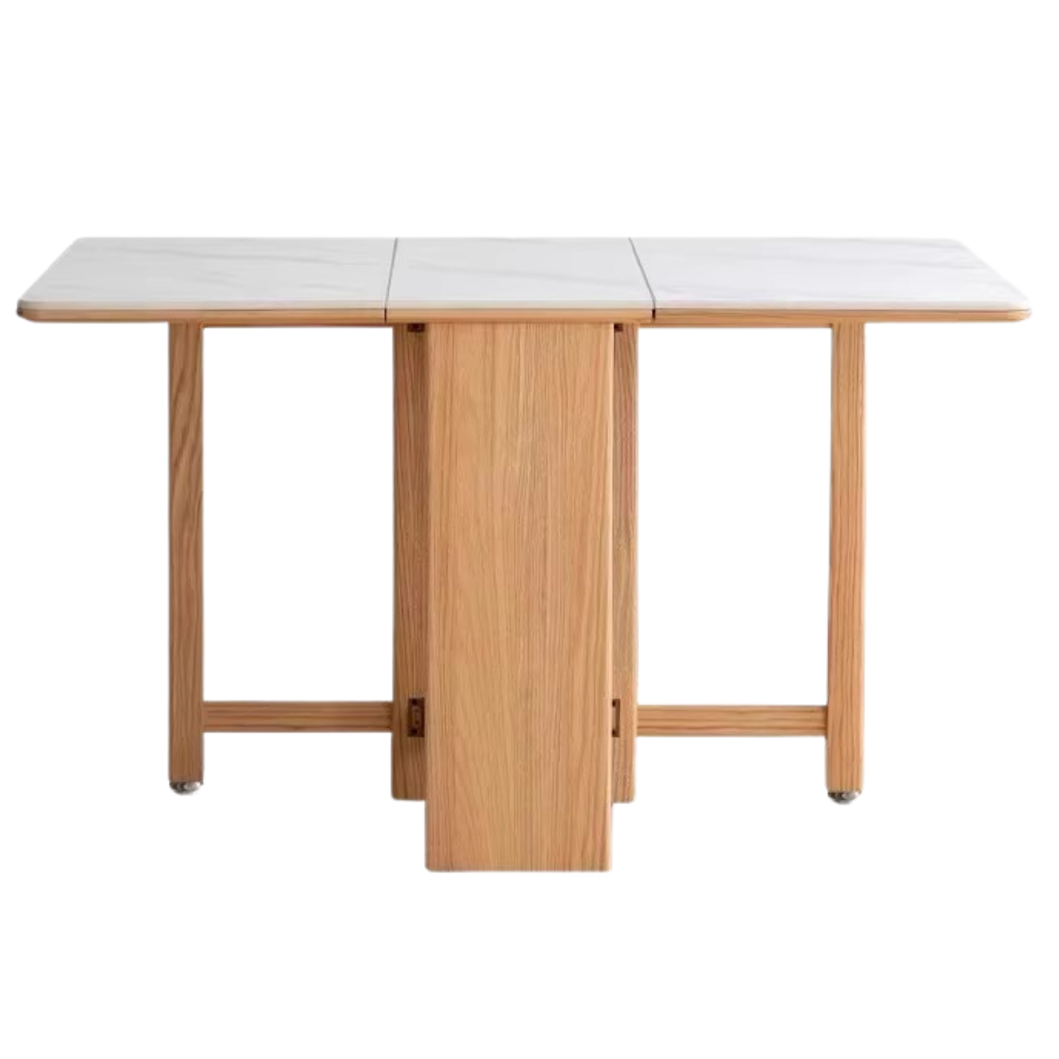 Oak Solid Wood Foldable Dining Table With Rock Slab Surface