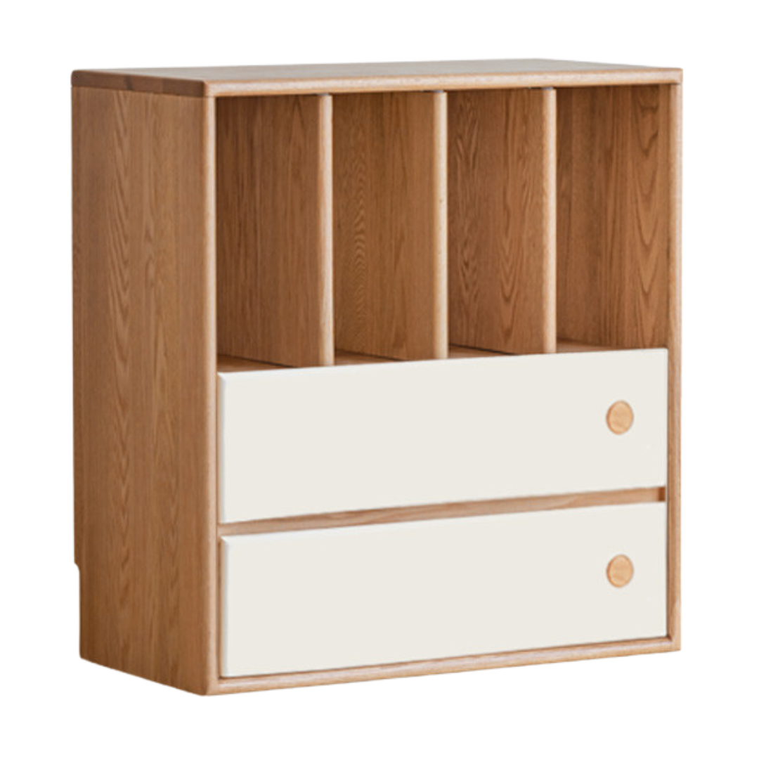 Oak Solid Wood cream style module combination Bookcase