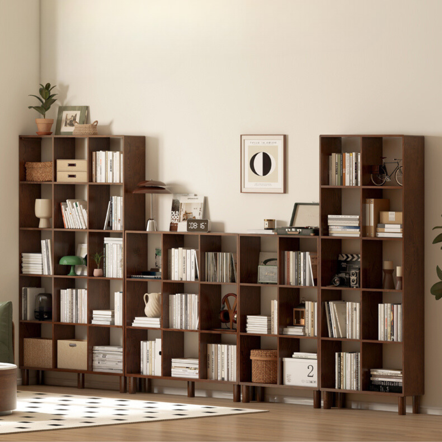 Oak, beech solid wood free combination bookshelf