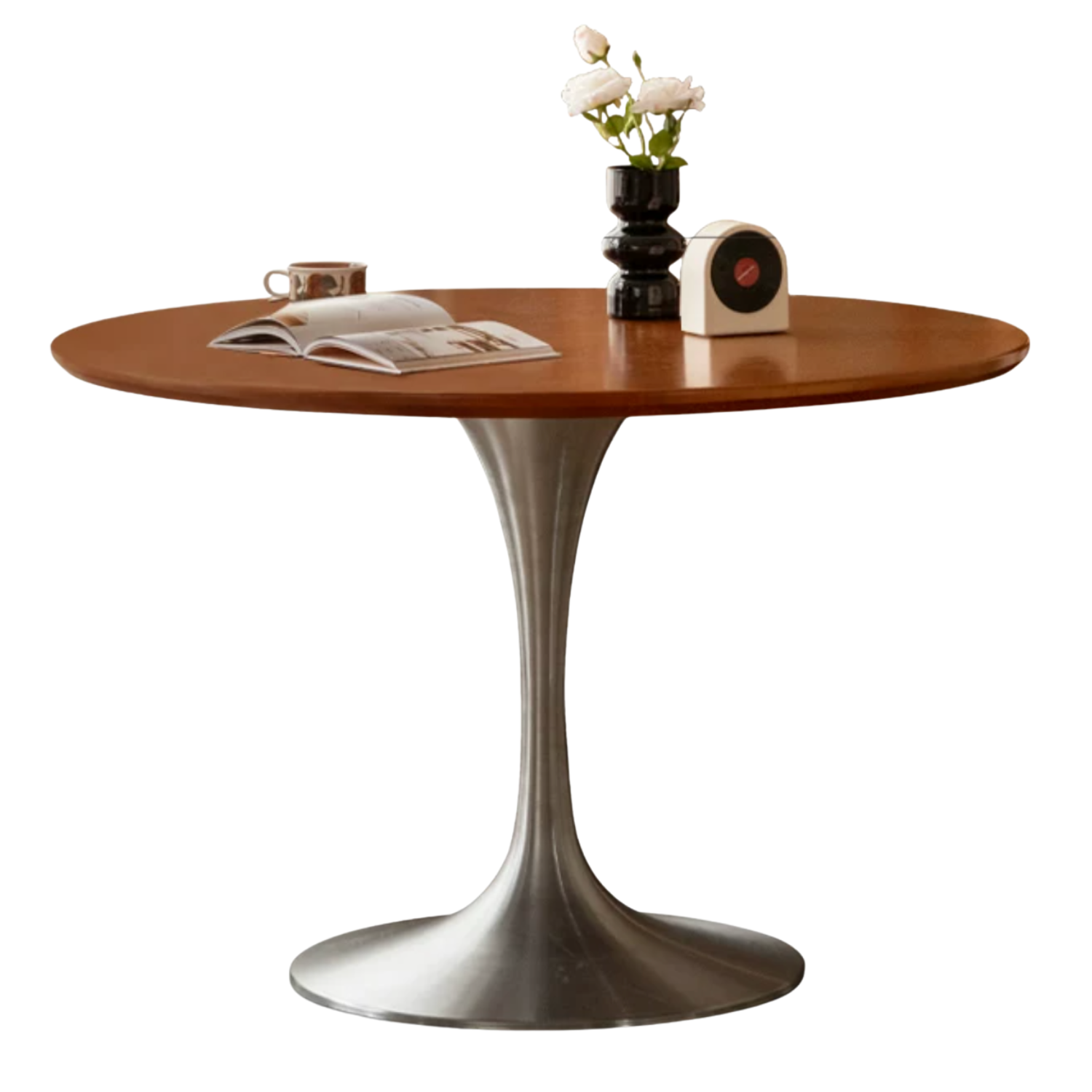 Poplar Solid Wood Antique Style Round Bauhaus Dining Table