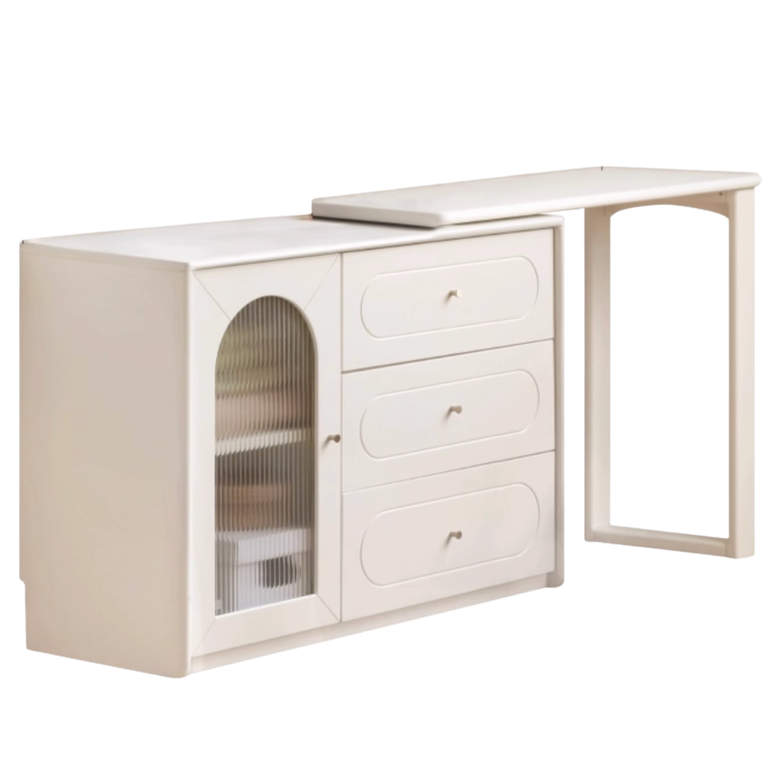 Solid Rubberwood White Cream Style Dressing Table