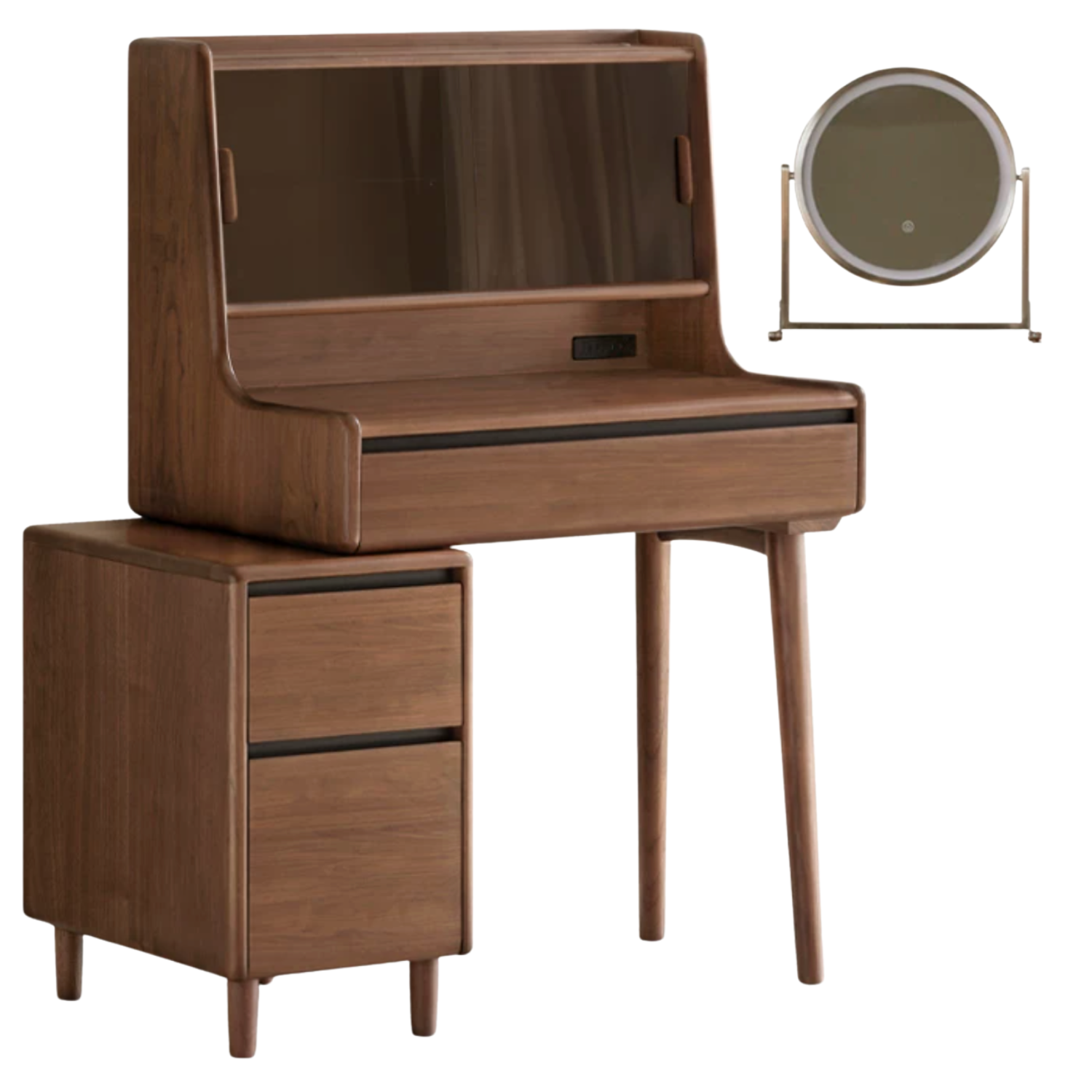 Black Walnut, Sandalwood Solid Wood Light Luxury Multifunctional Vanity Table