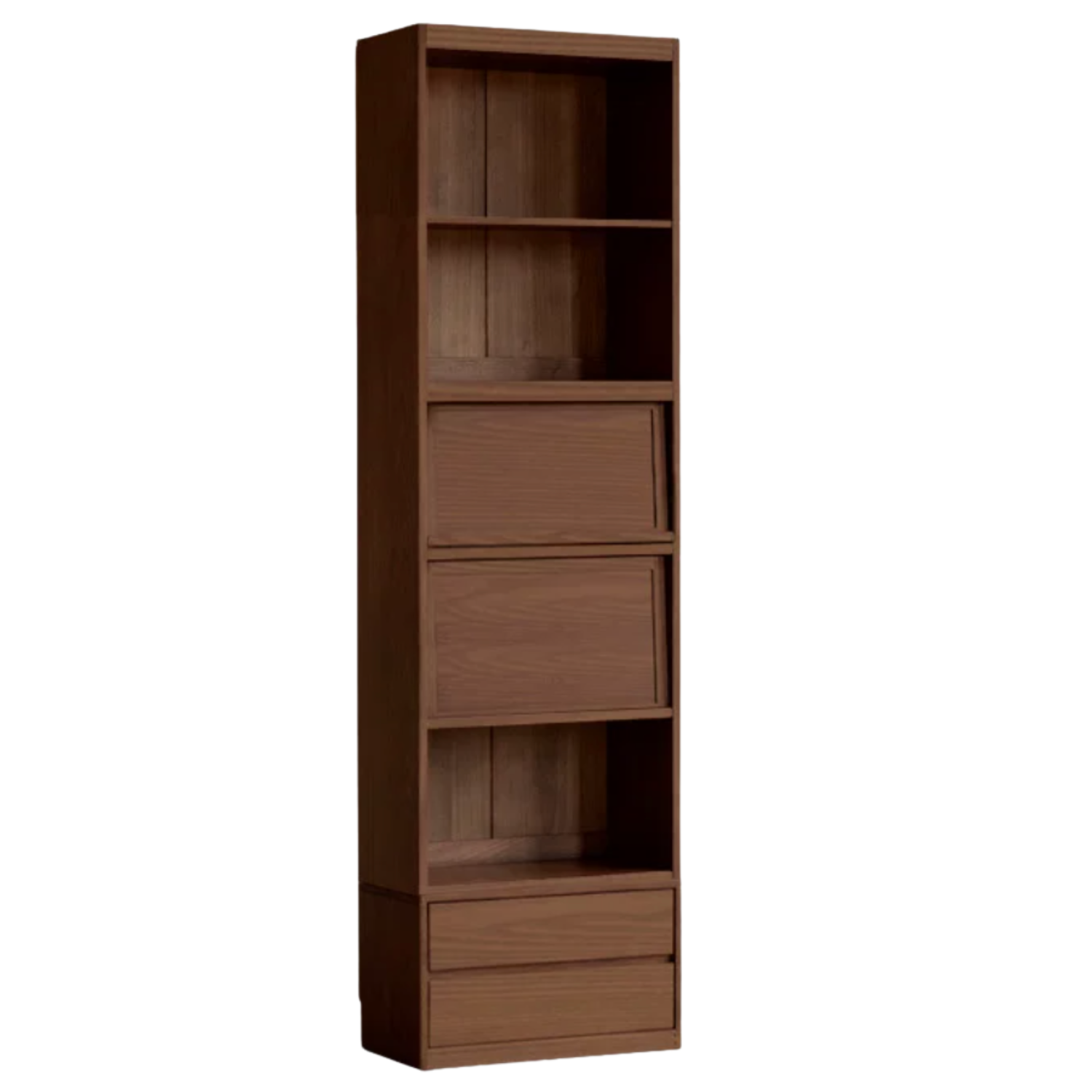 Black Walnut, Oak, Ash Solid Wood Floor-Standing Bookcase with Luxury Storage Cabinet
