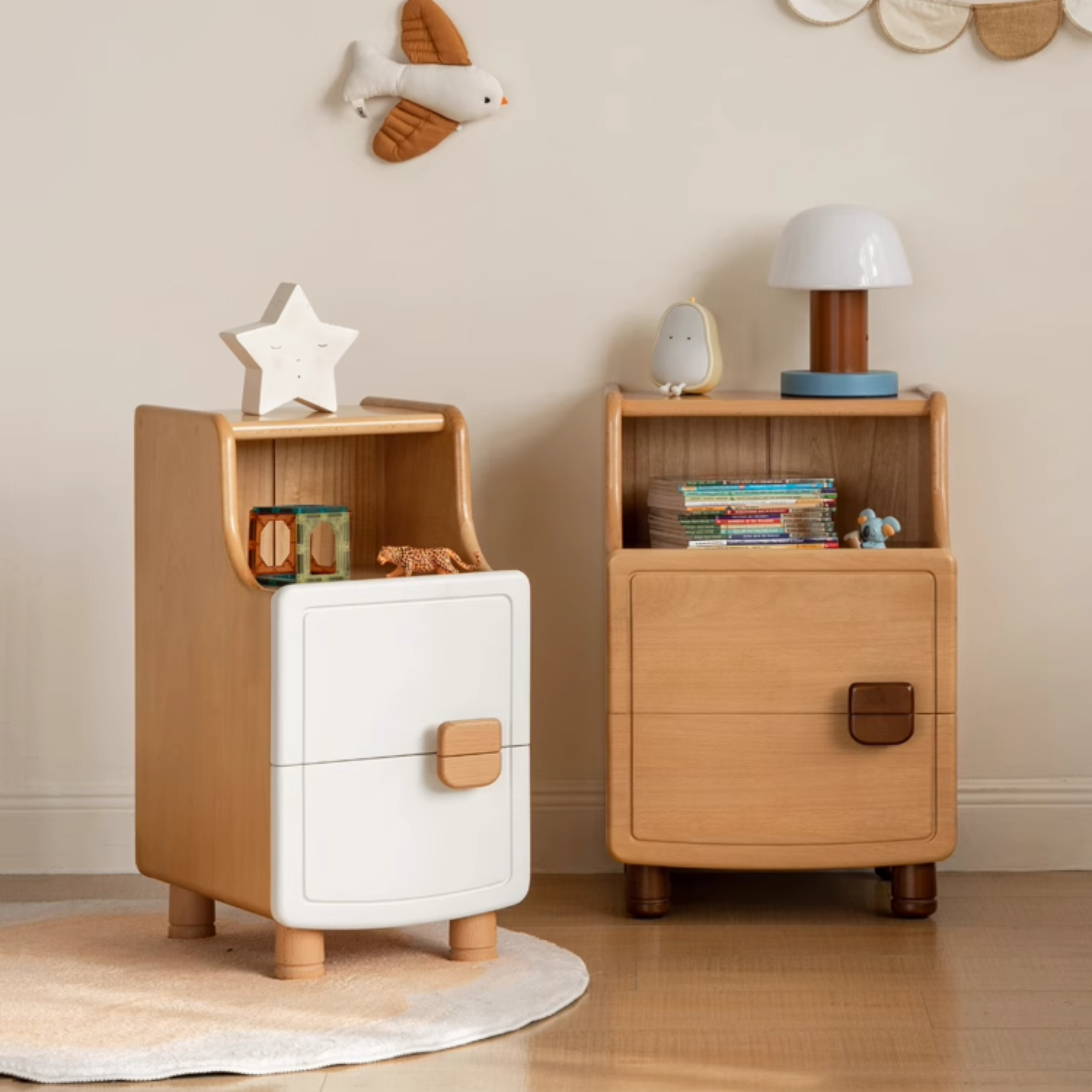 Beech Solid Wood Modern Kids Nightstand