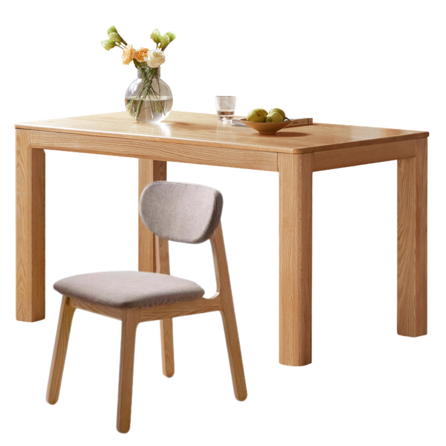 Oak Solid wood simple shape rock plate dining table,