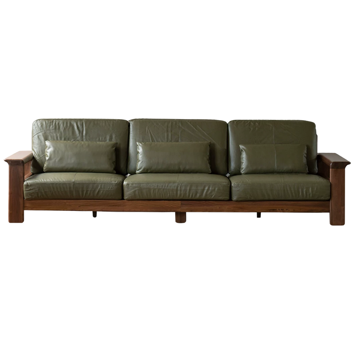 Black Walnut Solid Wood, Ash, Sandalwood, Genuine Leather, fabrics Designer Sofa with Deep, Structured Silhouette