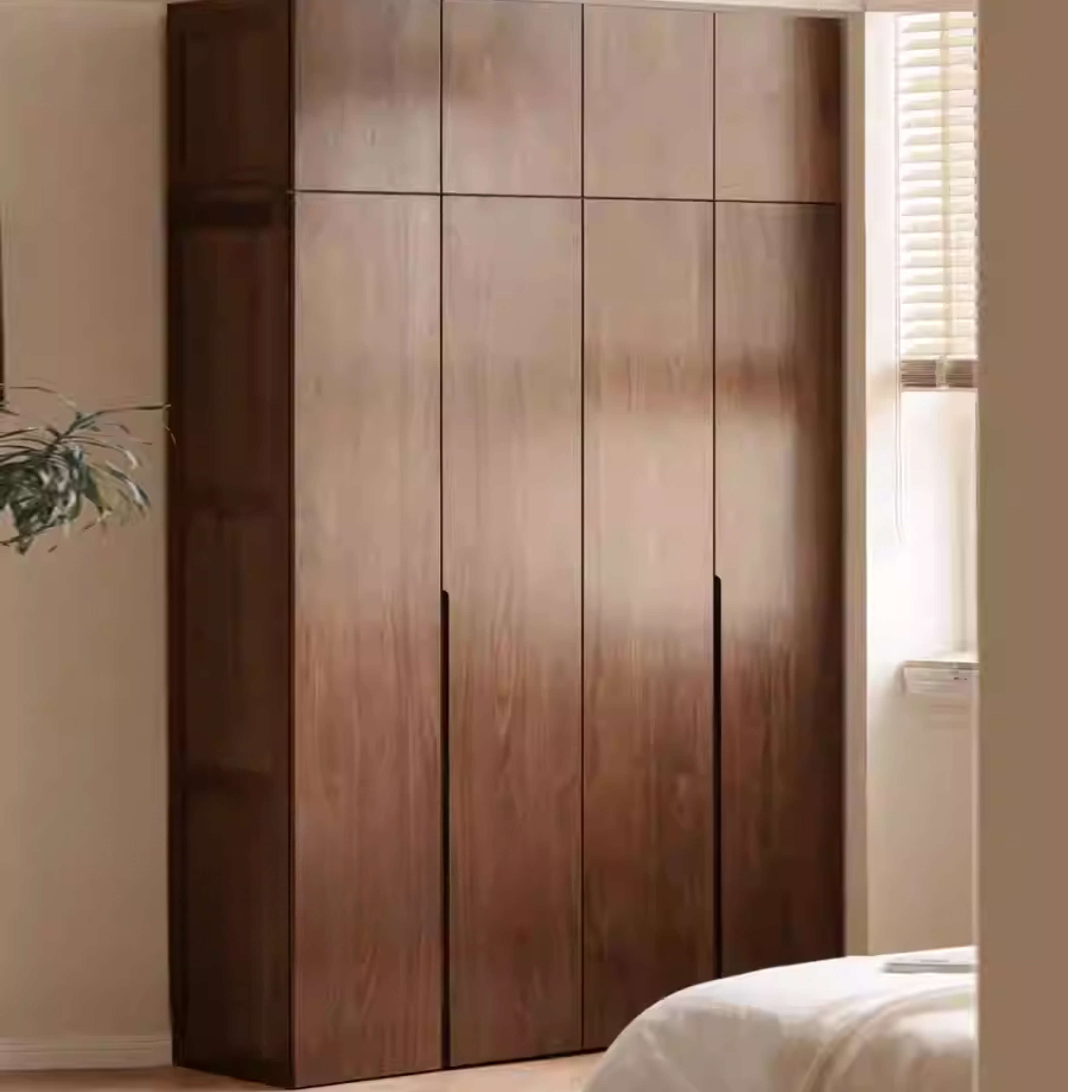 Black Walnut Solid Wood Wardrobe Double Door
