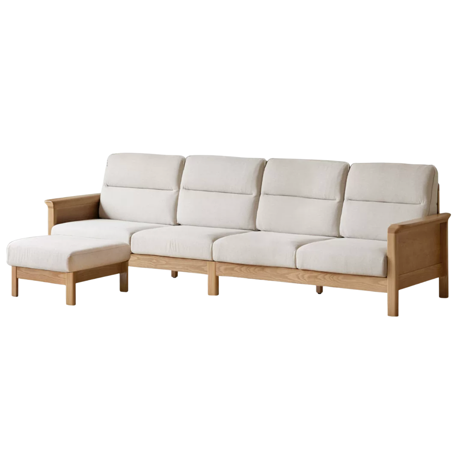 Ash Solid Wood Modern High Back Sofa