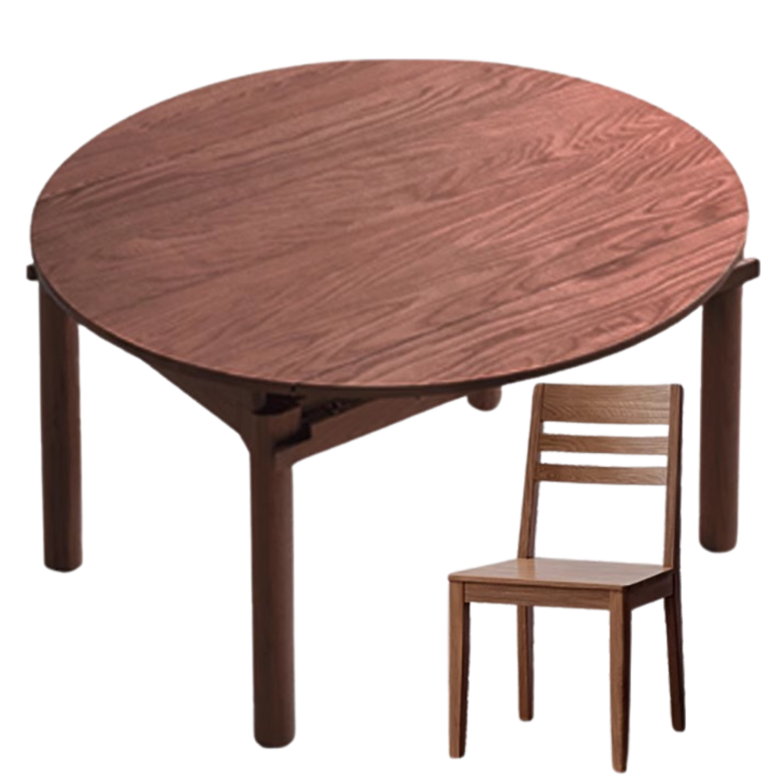 Black walnut solid wood North American slab folding round dining table