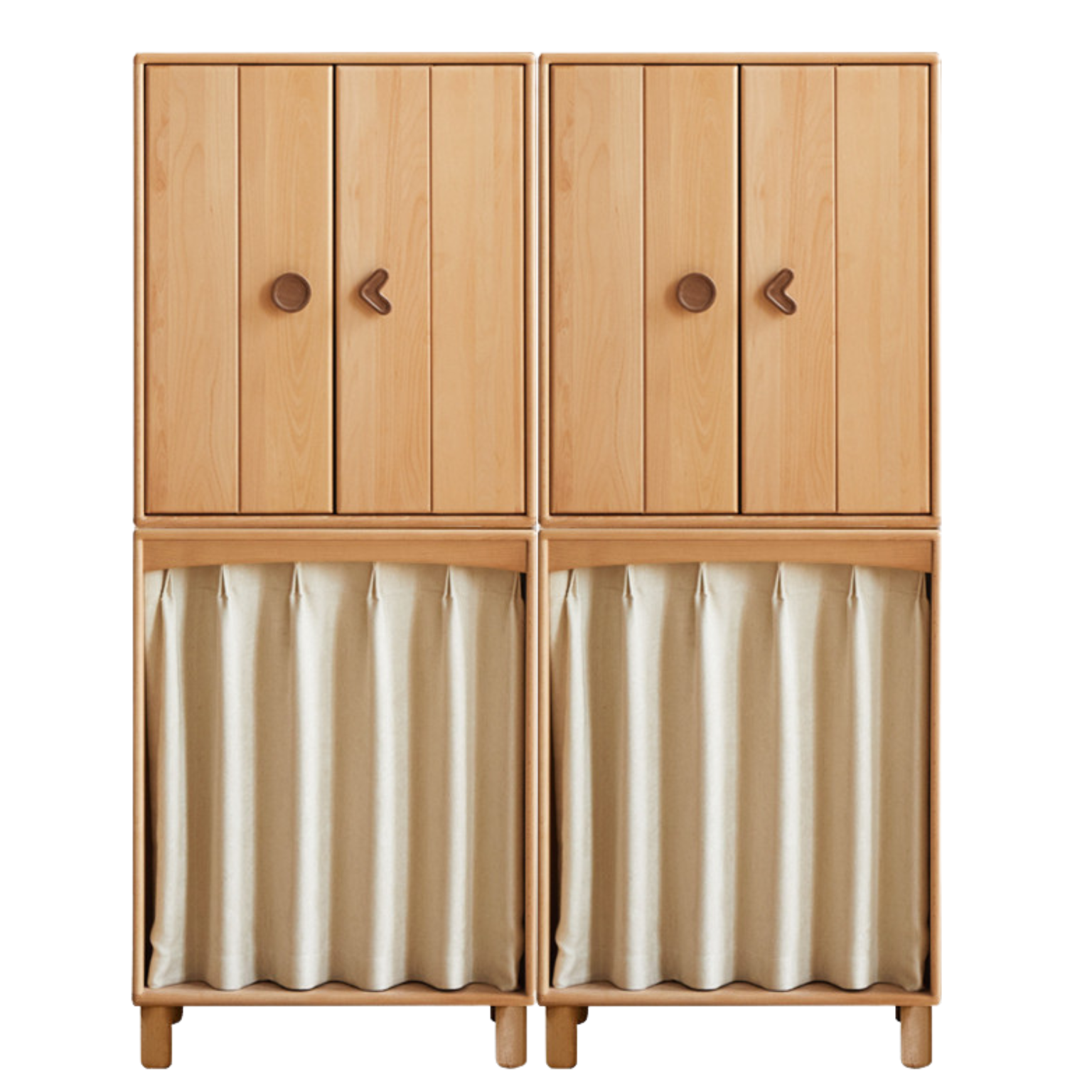 Beech Solid Wood Children's Wardrobe,Combination Storage Cabinet: