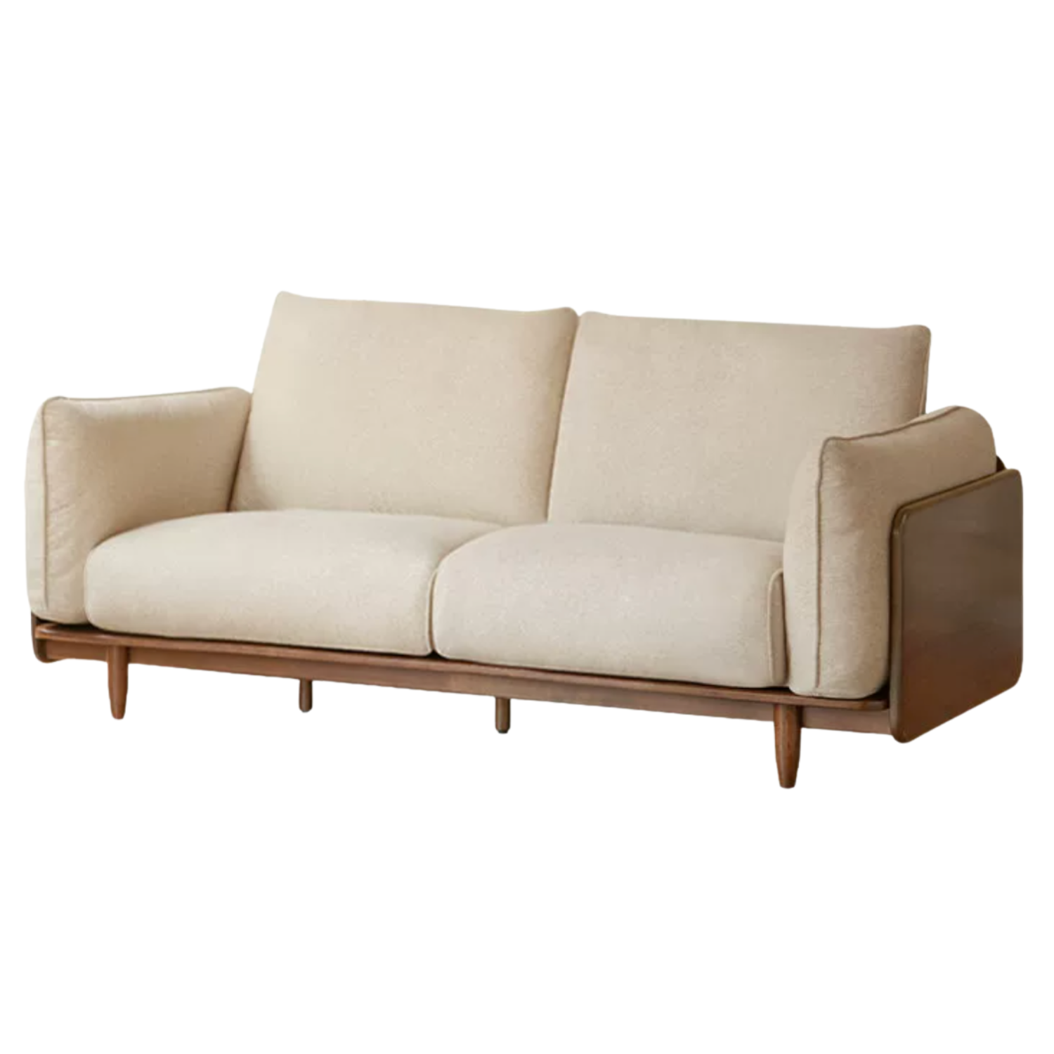 Black Walnut, Oak Solid Wood Sofa with Italian Light Luxury Design
