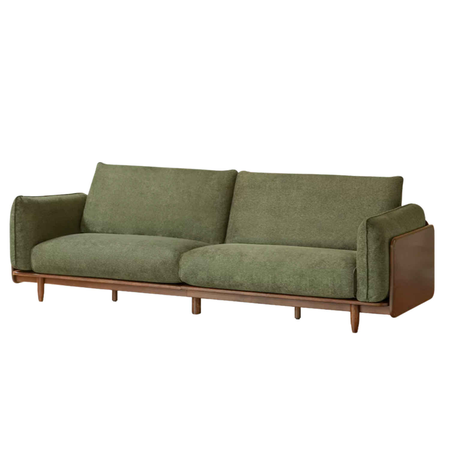 Black Walnut Solid Wood, Oak, Solid Sandalwood Genuine leather, fabric Sofa with Wood Base