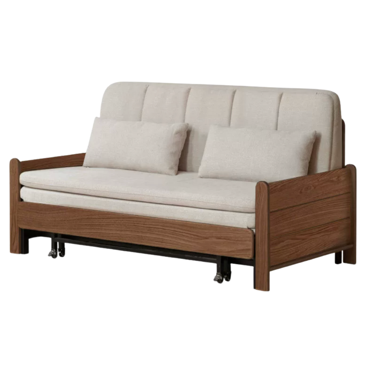 Oak, Ash Solid Wood Sleeper Sofa with Solid Wood Frame and Reclining Backrest