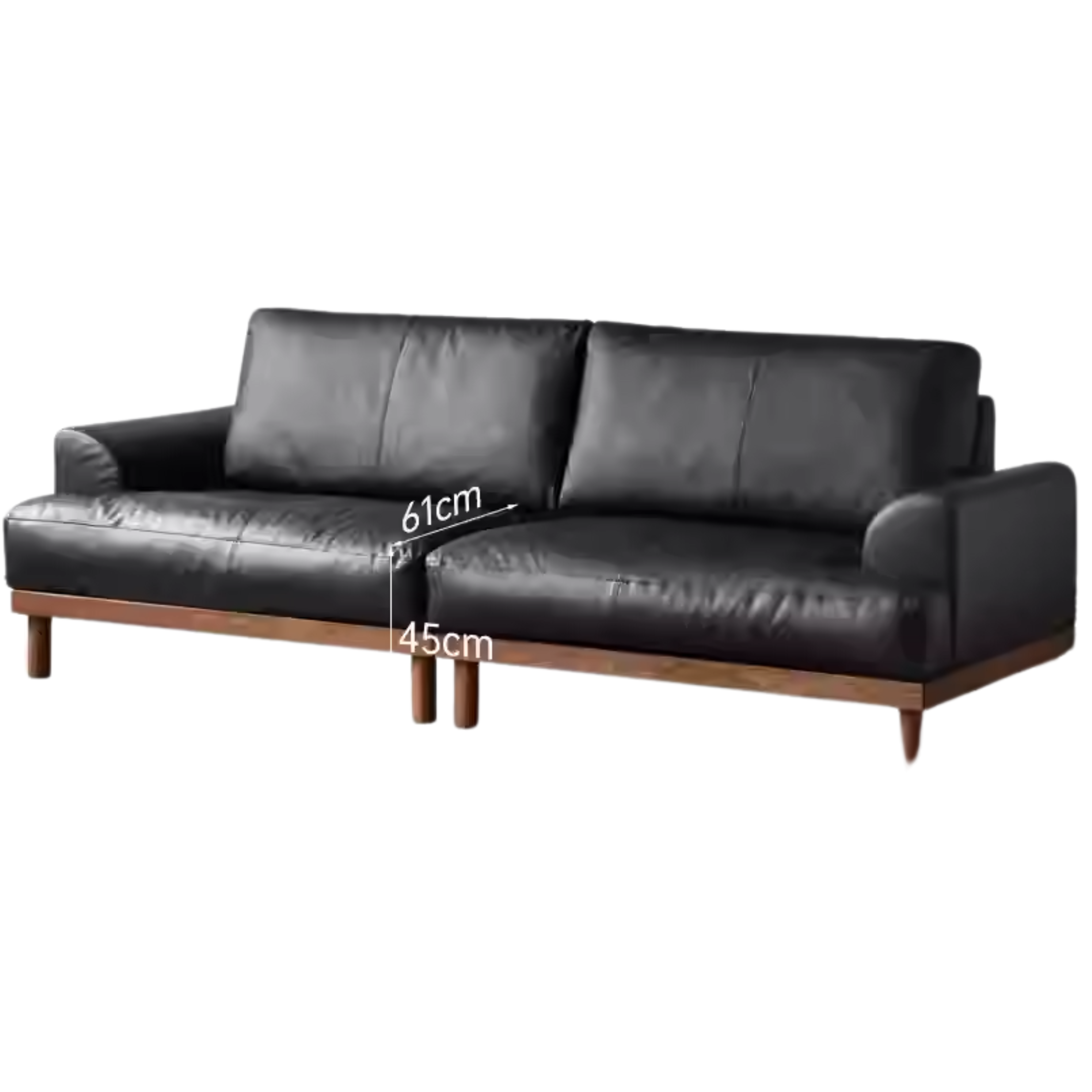 Oak Solid Wood Genuine Leather Sofa