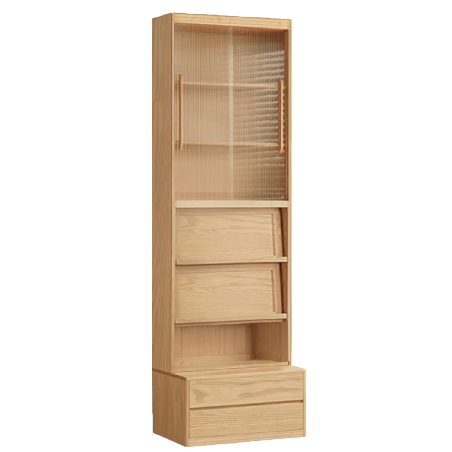 Ash Solid Wood Wall-Mounted Bookcase with Integrated Study Shelf