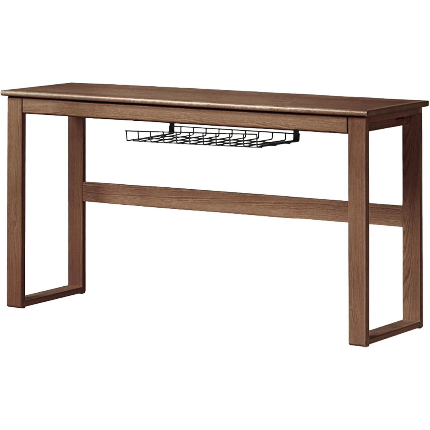 Oak Solid Wood Console Desk with Cable Organizer