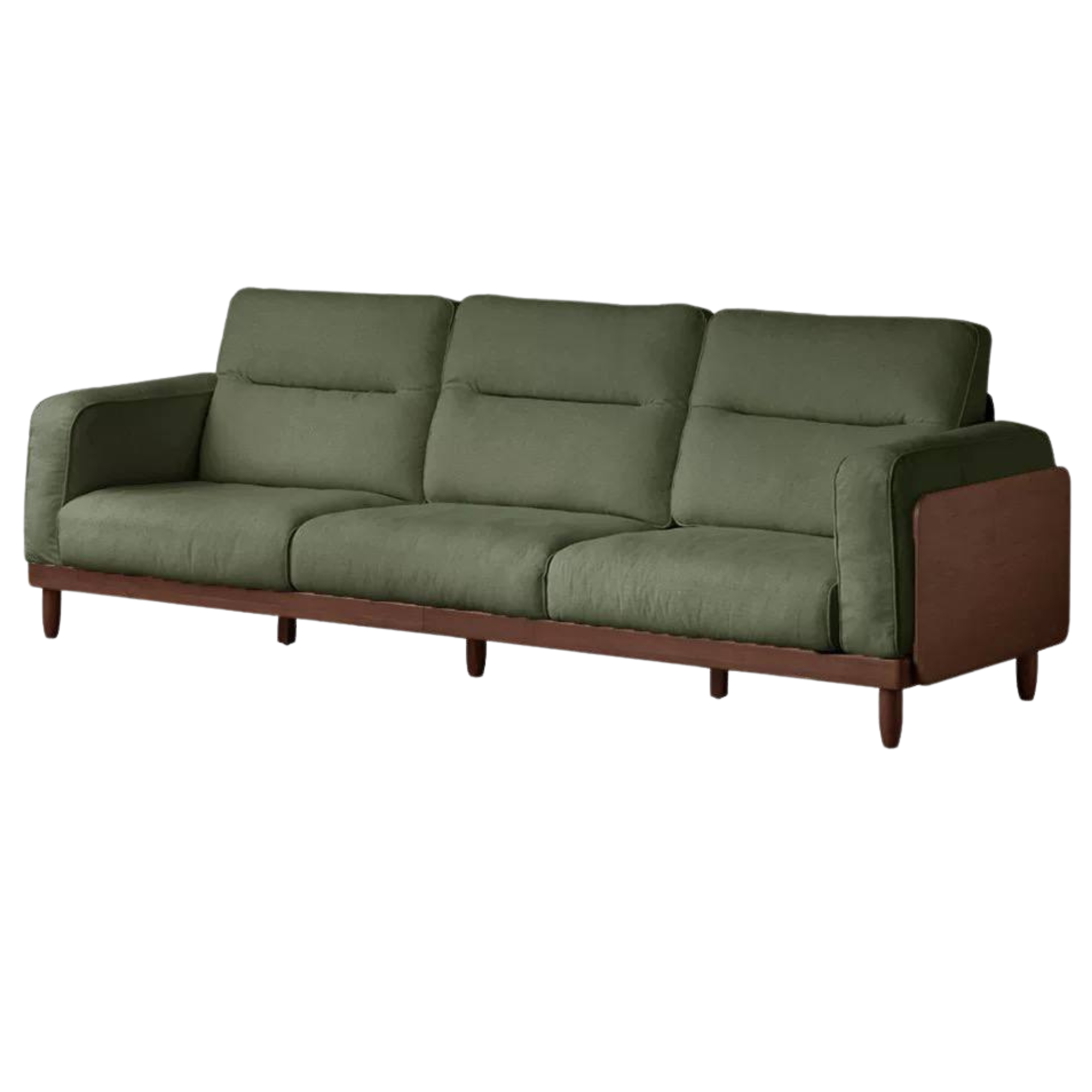 Sandalwood, Ash Solid Wood Genuine Leather, fabric High-Back Sofa