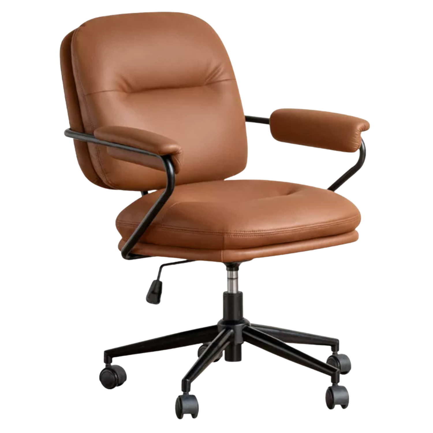 Leather Swivel Office Chair with Armrests