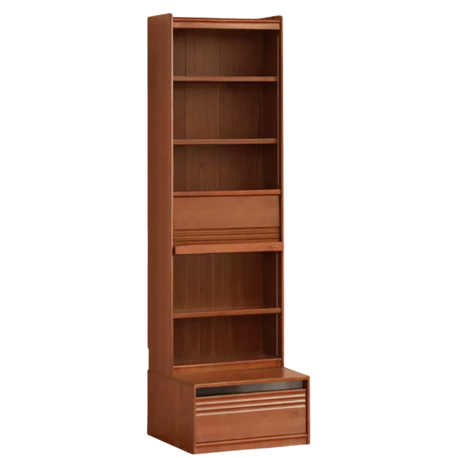 Tulipwood, Birch Solid Wood Floor-to-Ceiling Modular Bookcase with Sliding Glass Doors