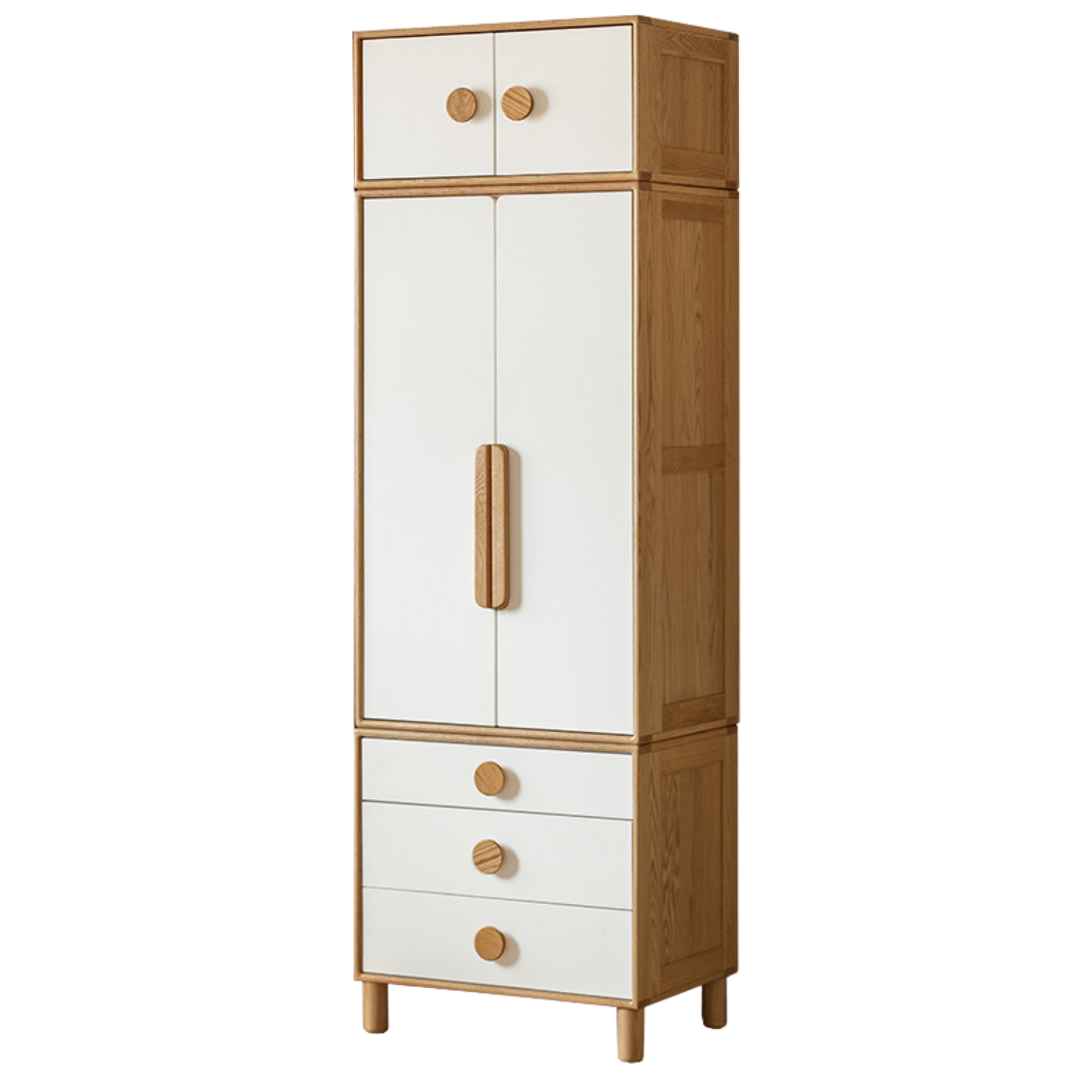 Oak solid wood children's wardrobe combination storage cabinet: