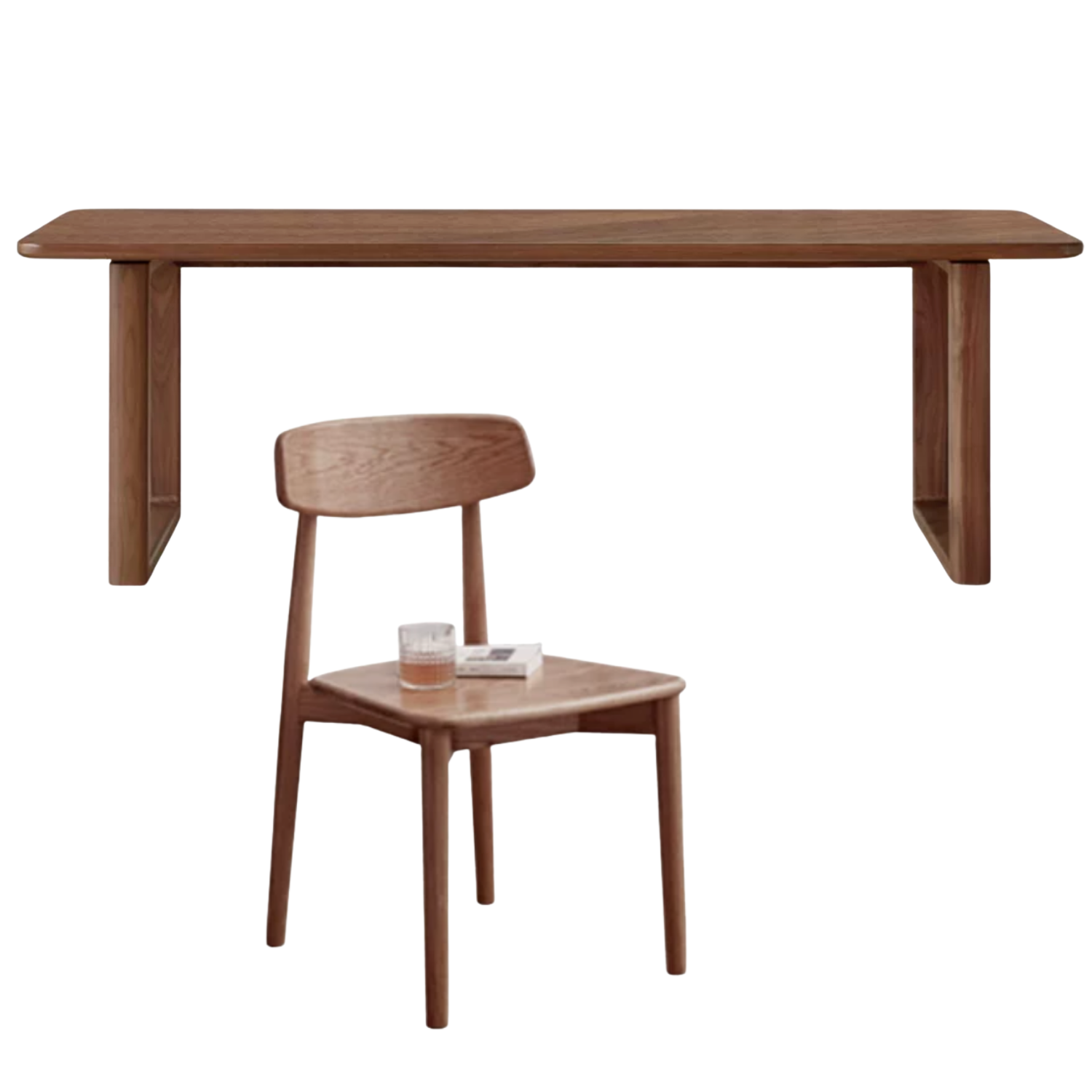 Oak, Ash, Sandalwood, Black Walnut Solid Wood Full Large Plate Dining Table