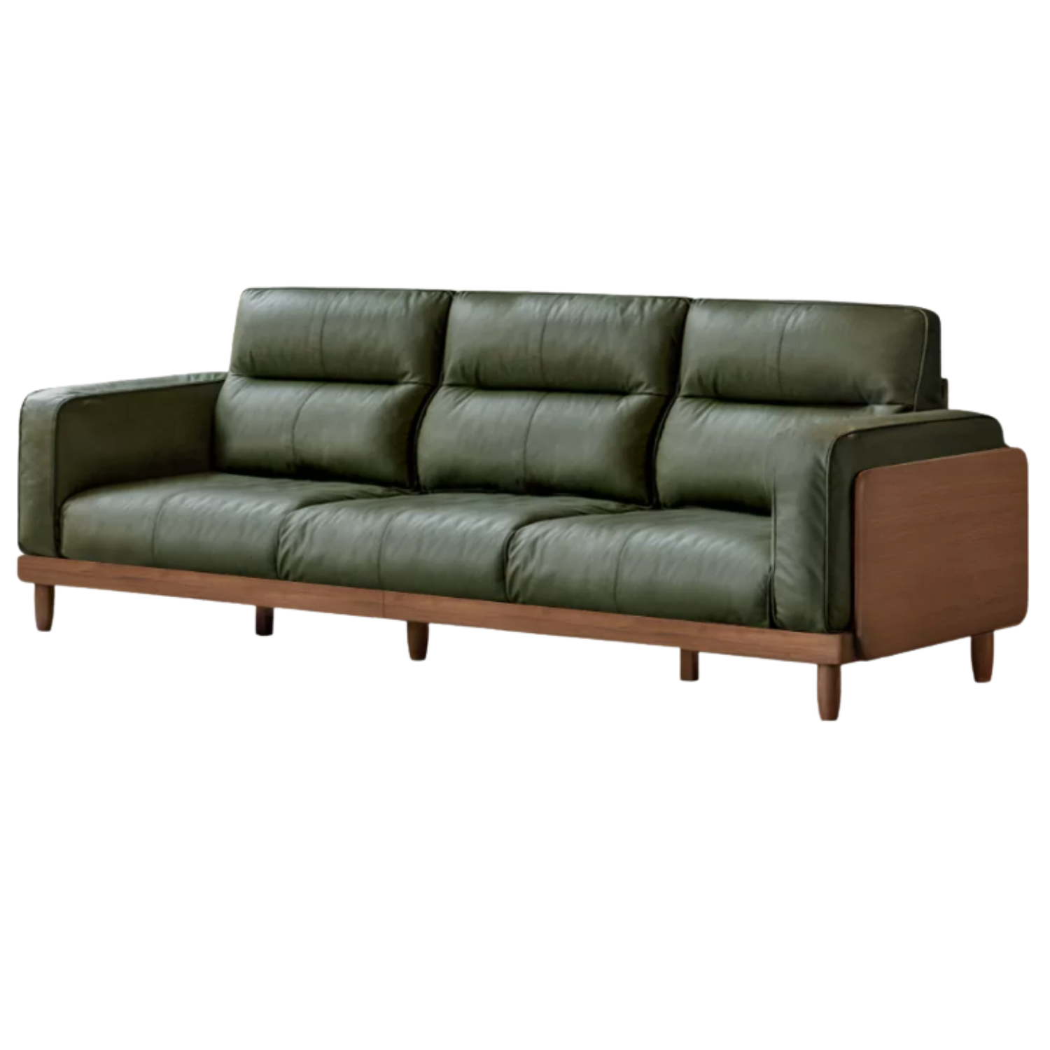 Black Walnut, Ash, Solid Sandalwood Genuine Leather, fabrics Sofa with High-Back Design