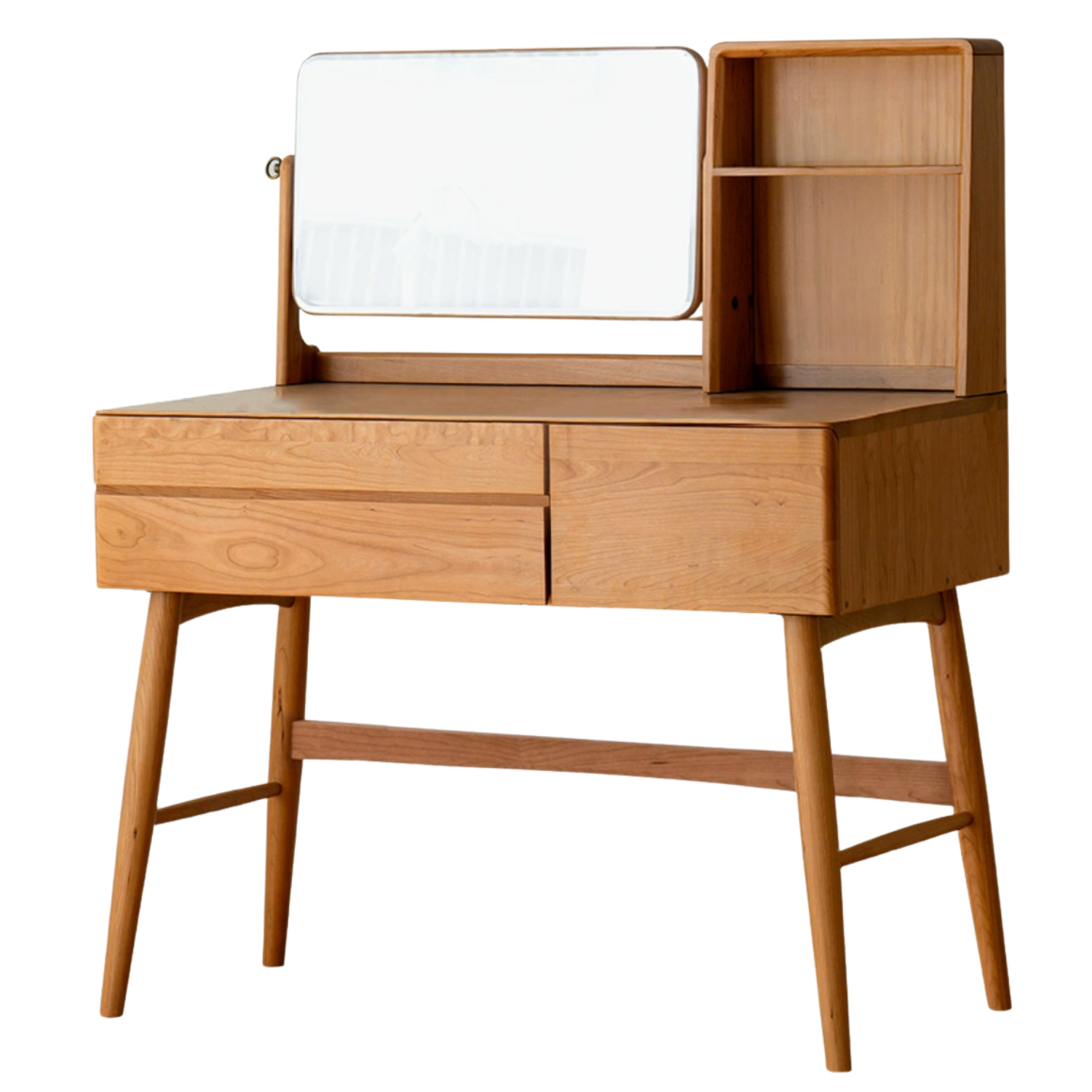 Cherry Solid Wood Vanity Table Nordic Makeup Mirror.