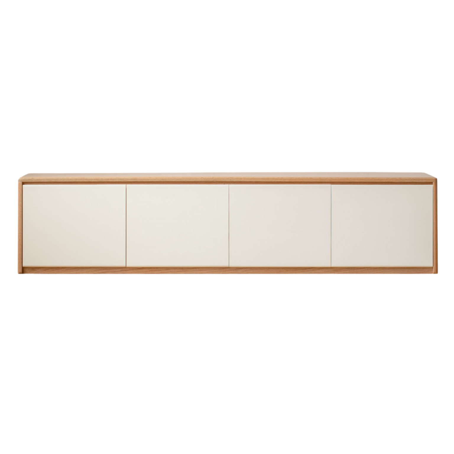 Oak solid wood modern white integrated log floor TV cabinet-