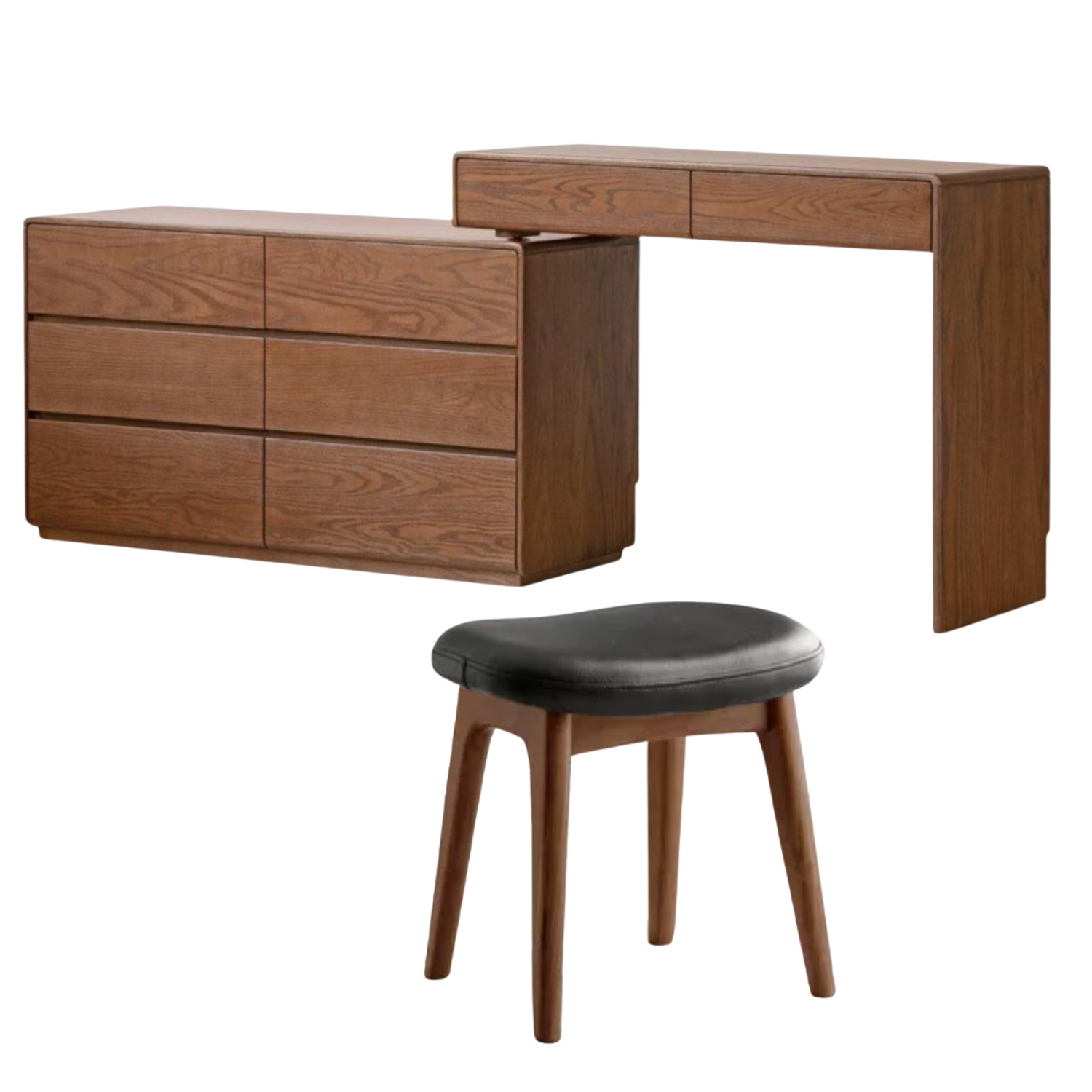 Oak Solid Wood Retro Style Retractable Vanity Table.