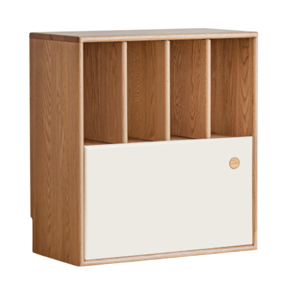 Oak Solid Wood cream style module combination Bookcase